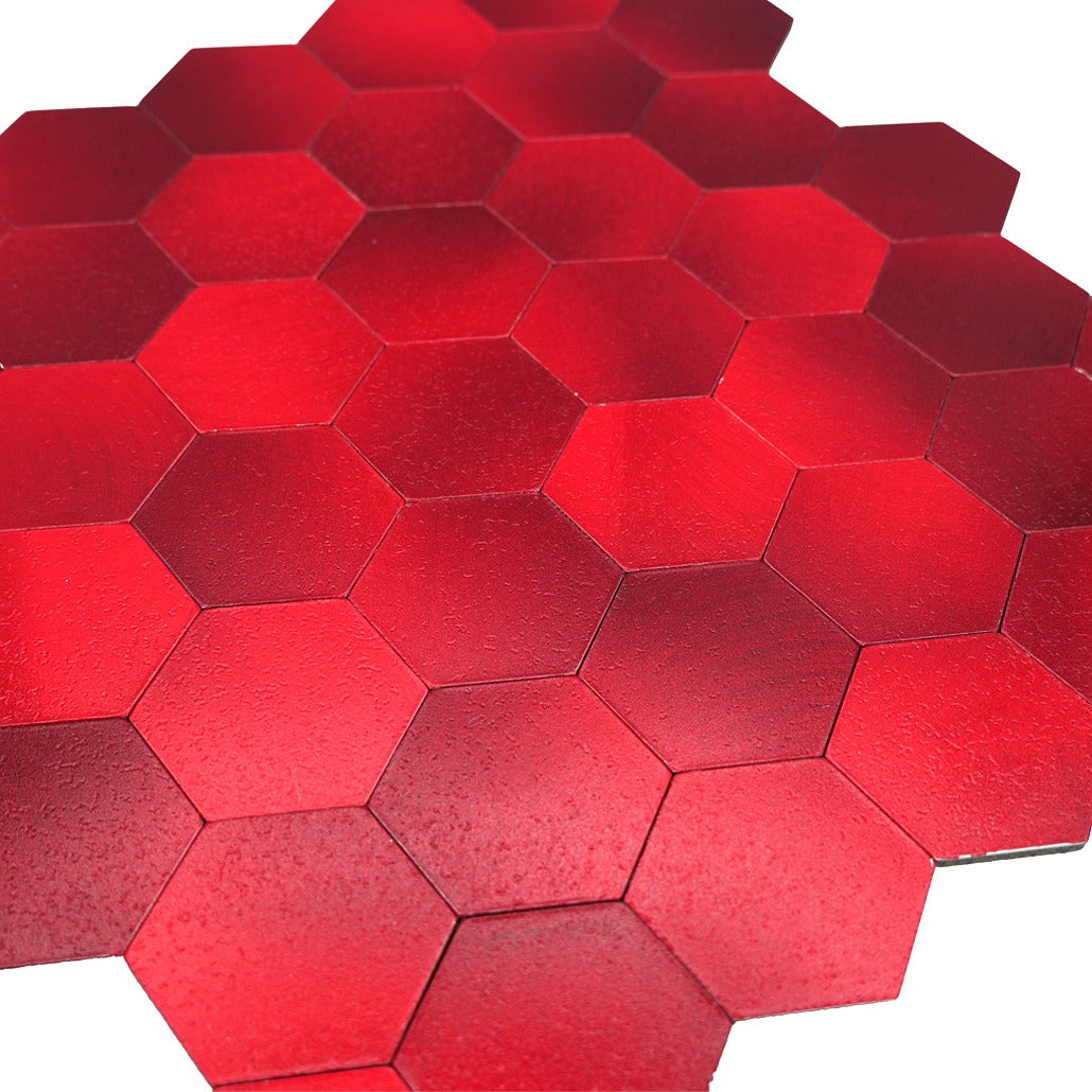 Peel and Stick Backsplash | Hexagon Red | 11.5×11.34"