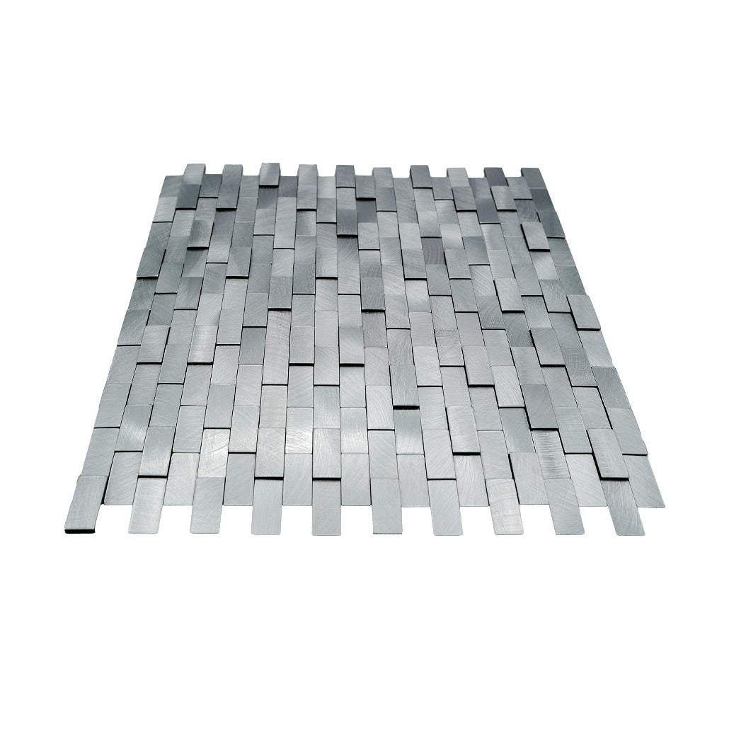 Peel and Stick Backsplash | Brick 3D Silver | 11.73×11.81"