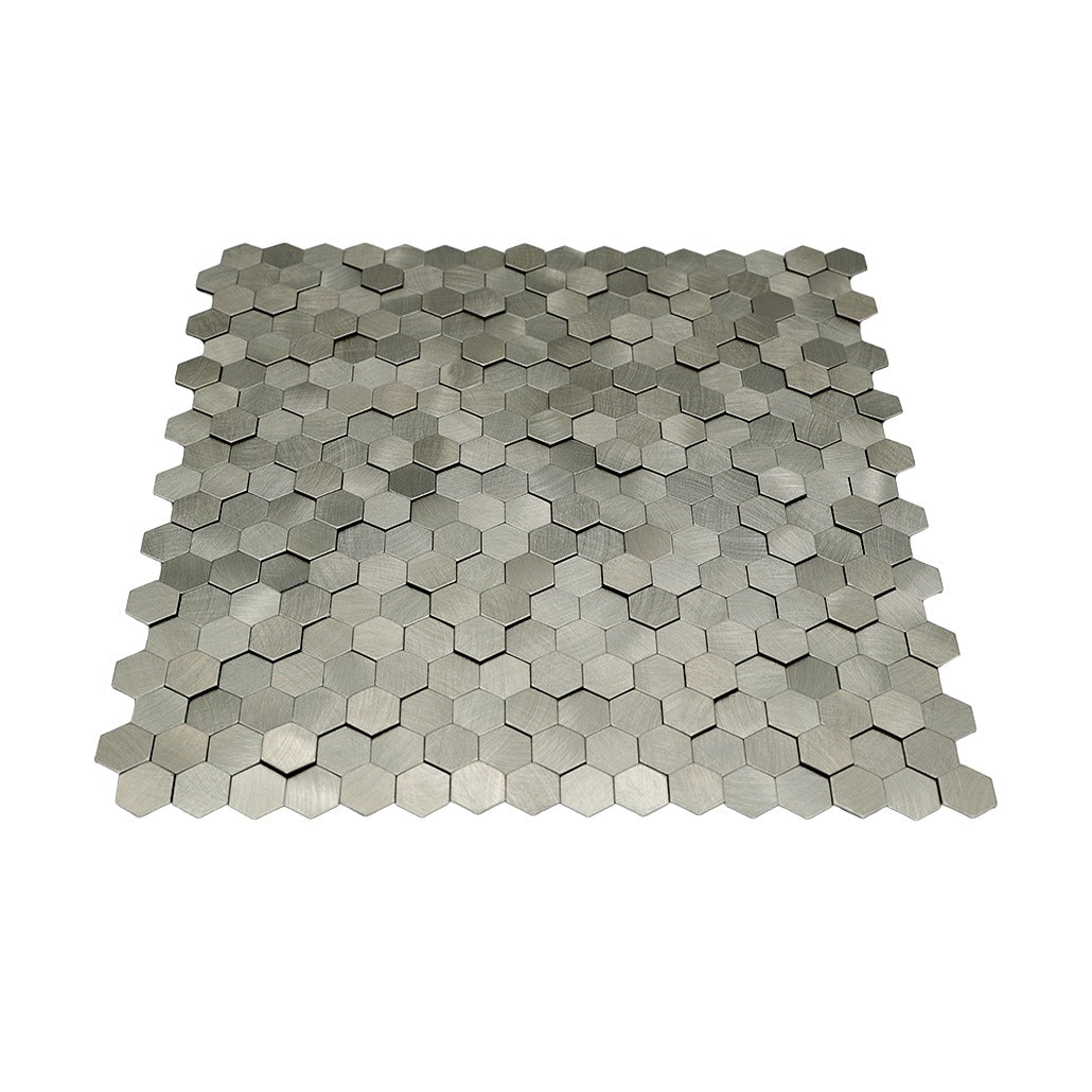 Peel and Stick Backsplash | Mini Hexagon 3D Silver | 11.73×12.09"
