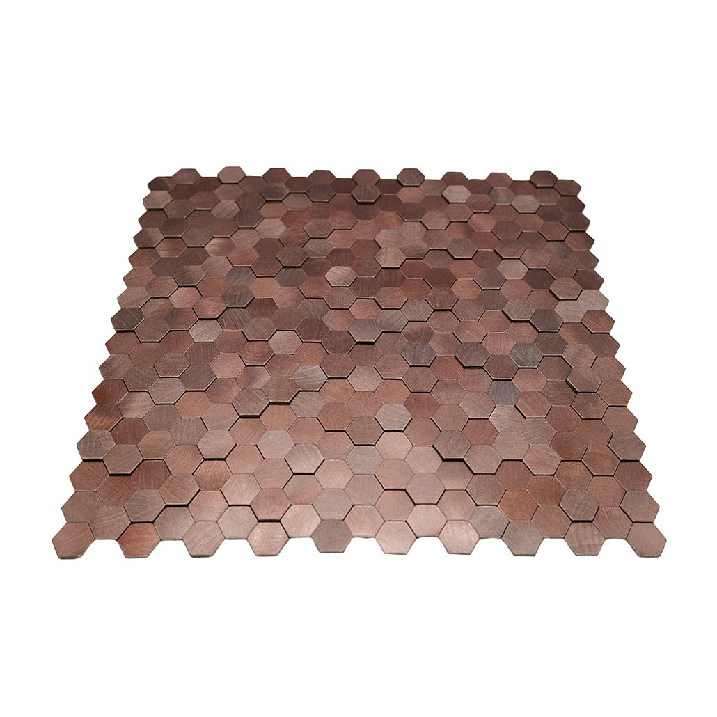 Peel and Stick Backsplash | Mini Hexagon 3D Dark Copper | 11.73×12.09"