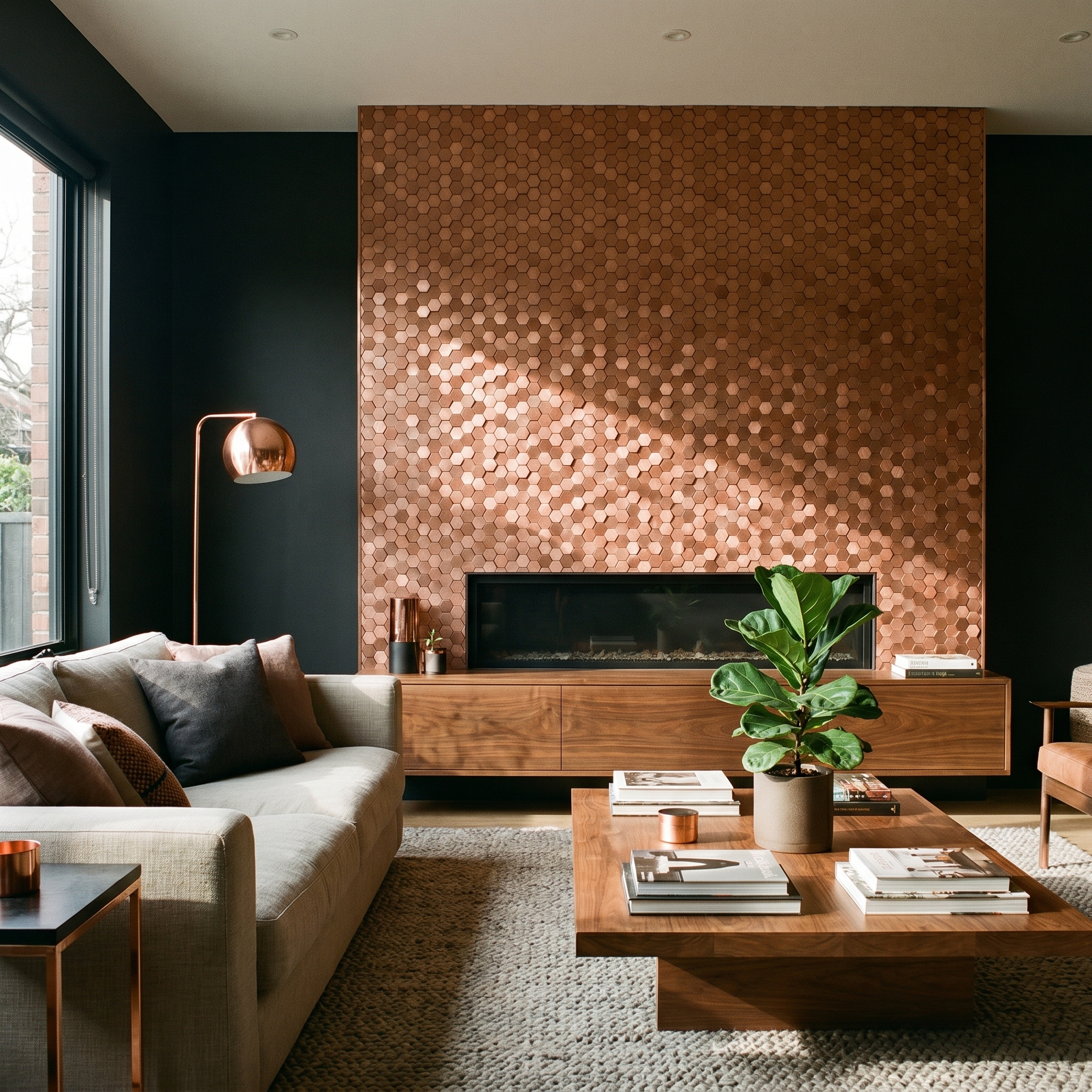 Peel and Stick Backsplash | Mini Hexagon 3D Copper | 11.73×12.09"