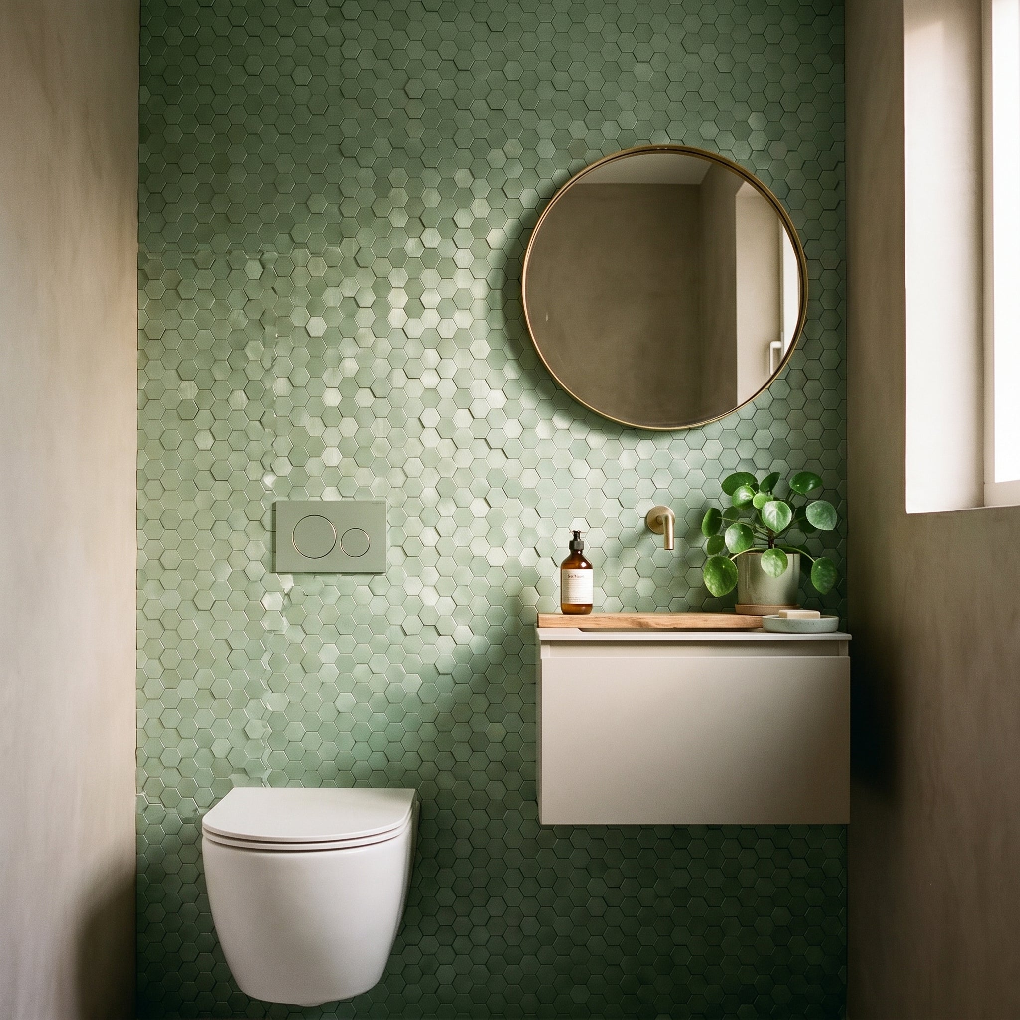 Peel and Stick Backsplash | Mini Hexagon 3D Pastel Green | 11.73×12.09"