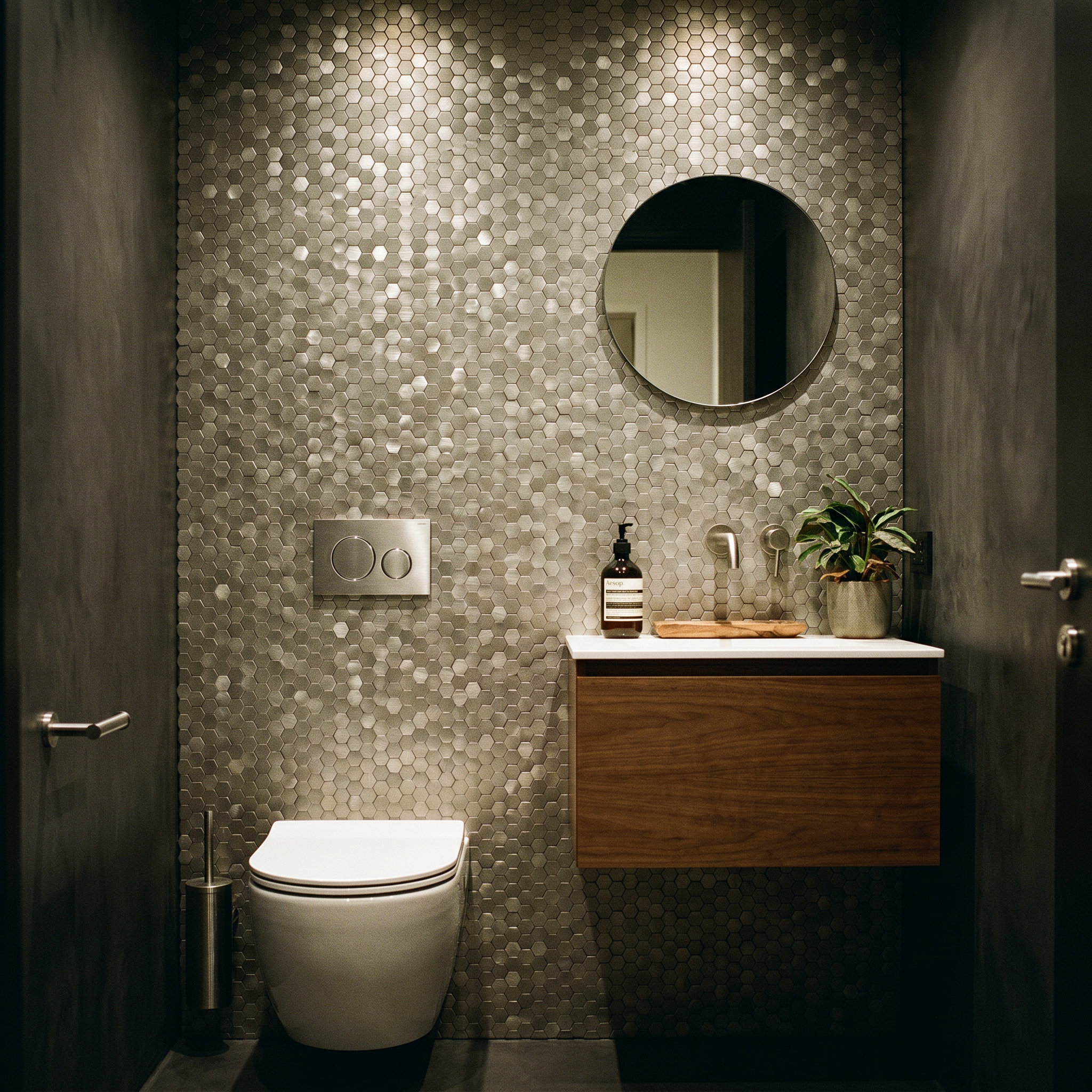 Peel and Stick Backsplash | Mini Hexagon 3D Silver | 11.73×12.09"