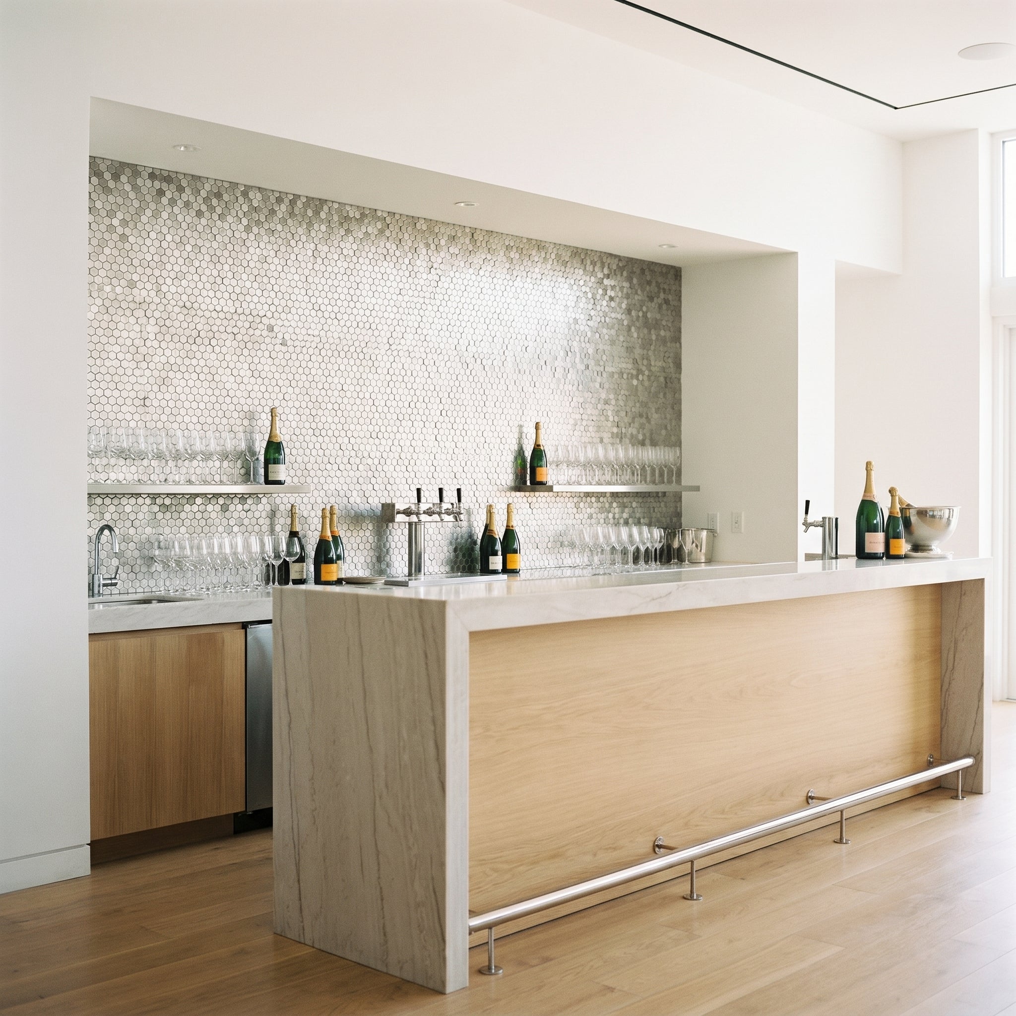 Peel and Stick Backsplash | Mini Hexagon 3D Silver | 11.73×12.09"