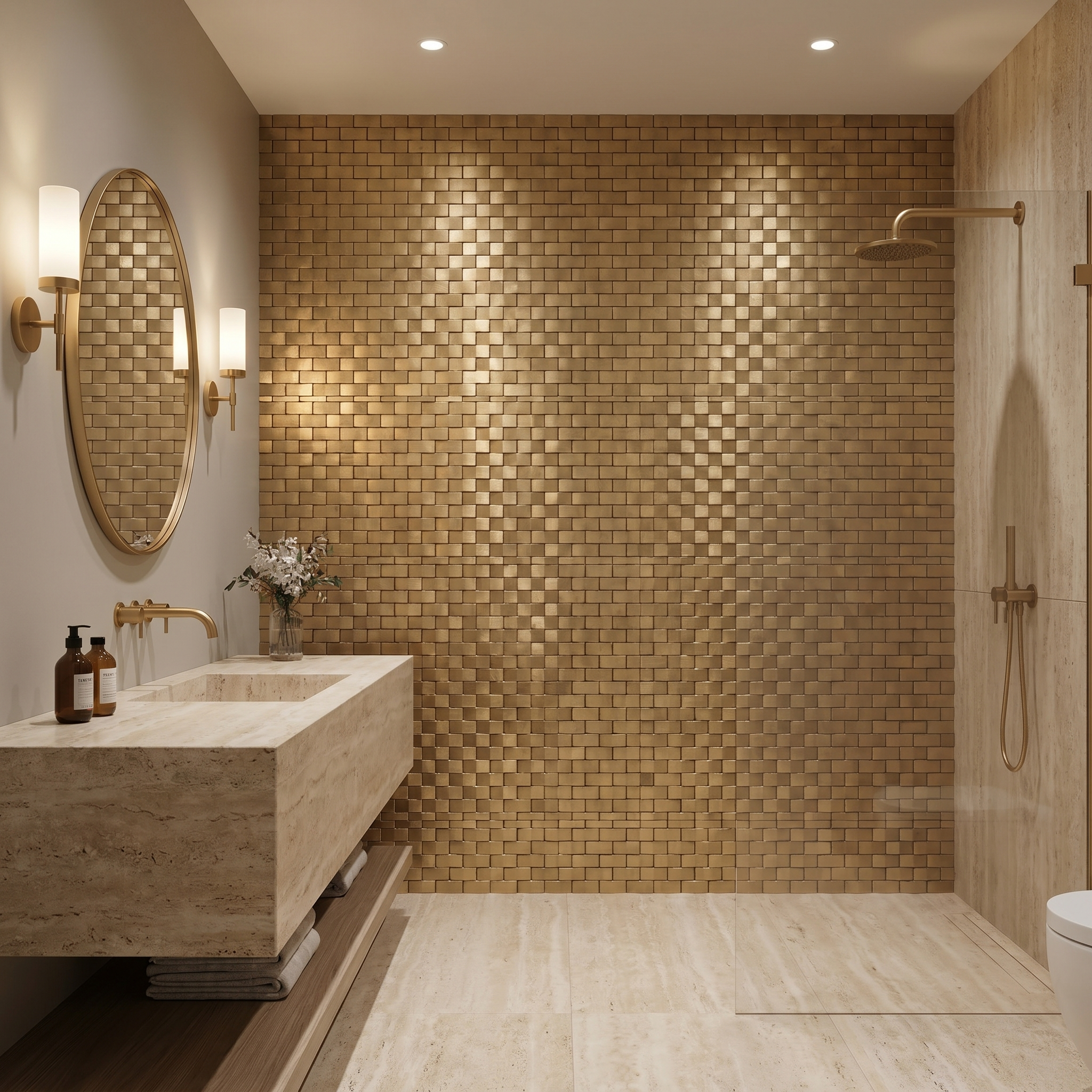 Peel and Stick Backsplash | Brick 3D Gold | 11.73×11.81"