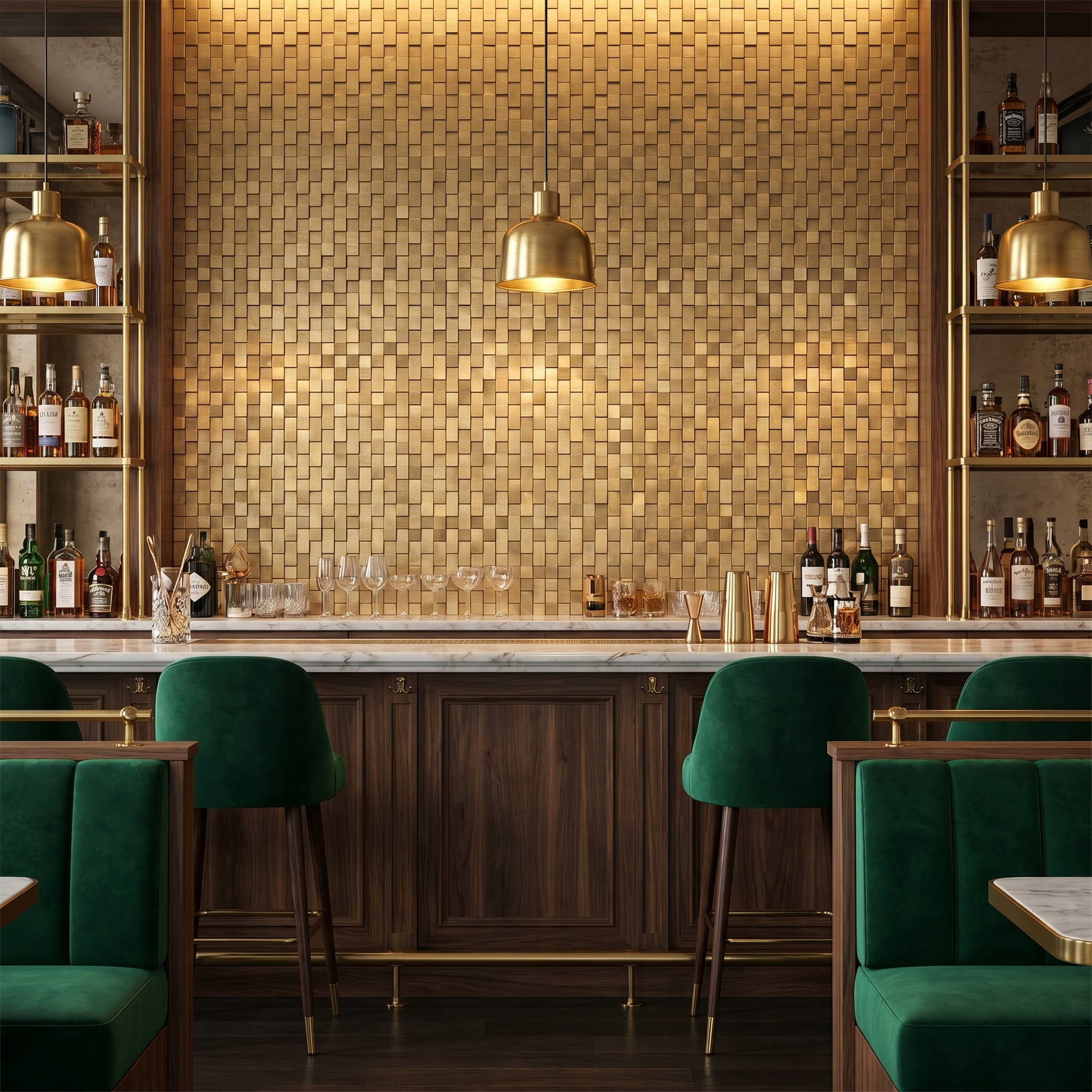 Peel and Stick Backsplash | Brick 3D Gold | 11.73×11.81"