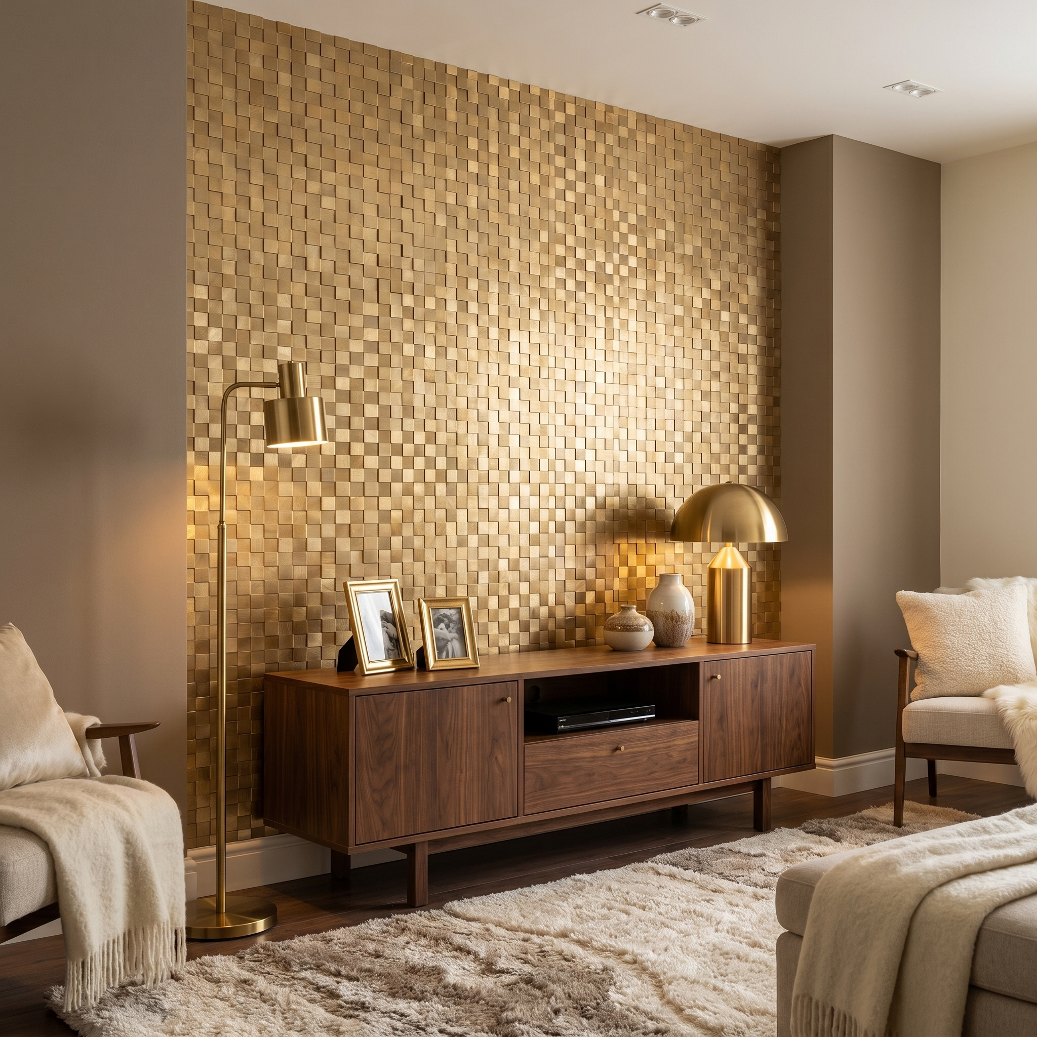Peel and Stick Backsplash | Brick 3D Gold | 11.73×11.81"