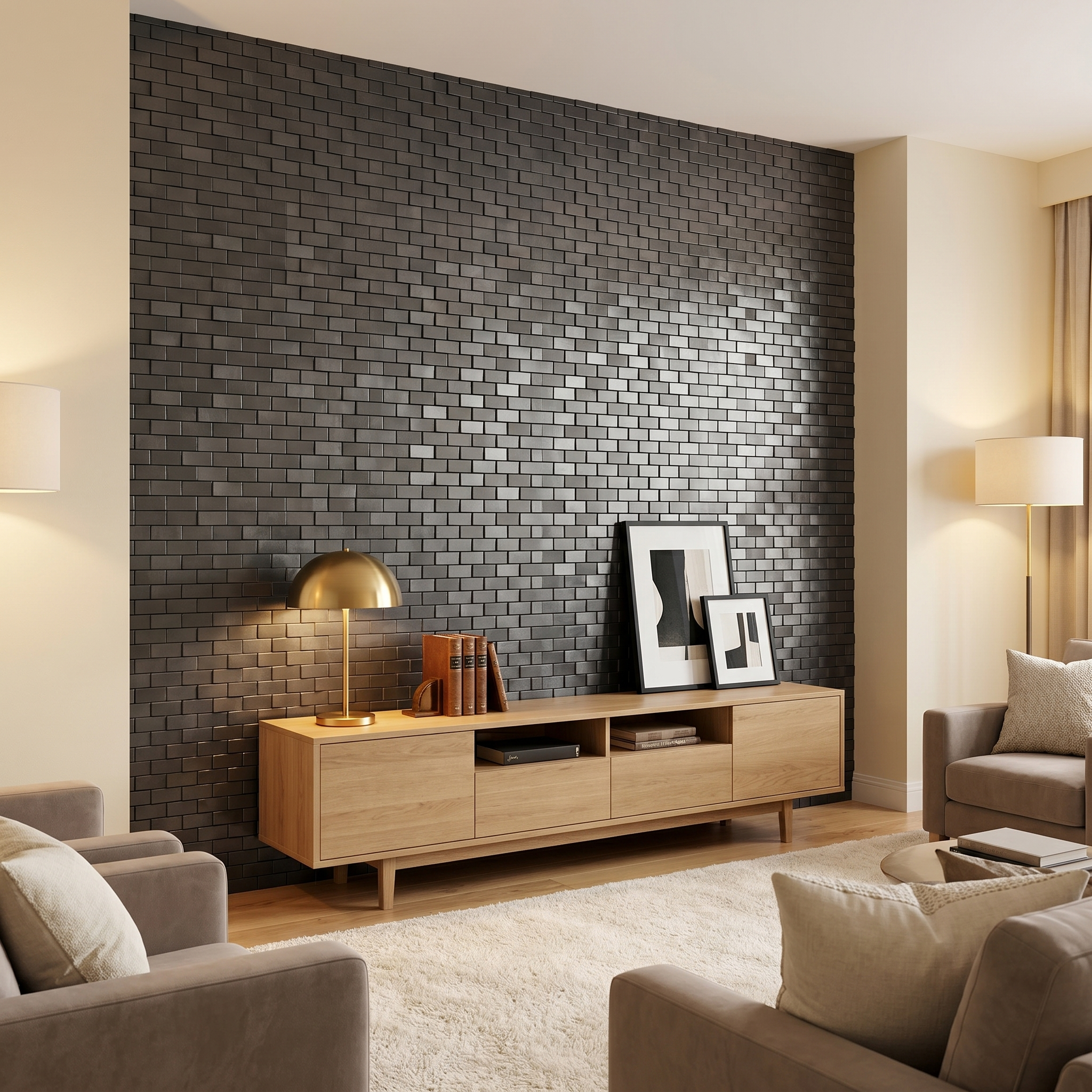 Peel and Stick Backsplash | Brick 3D Anthracite | 11.73×11.81"