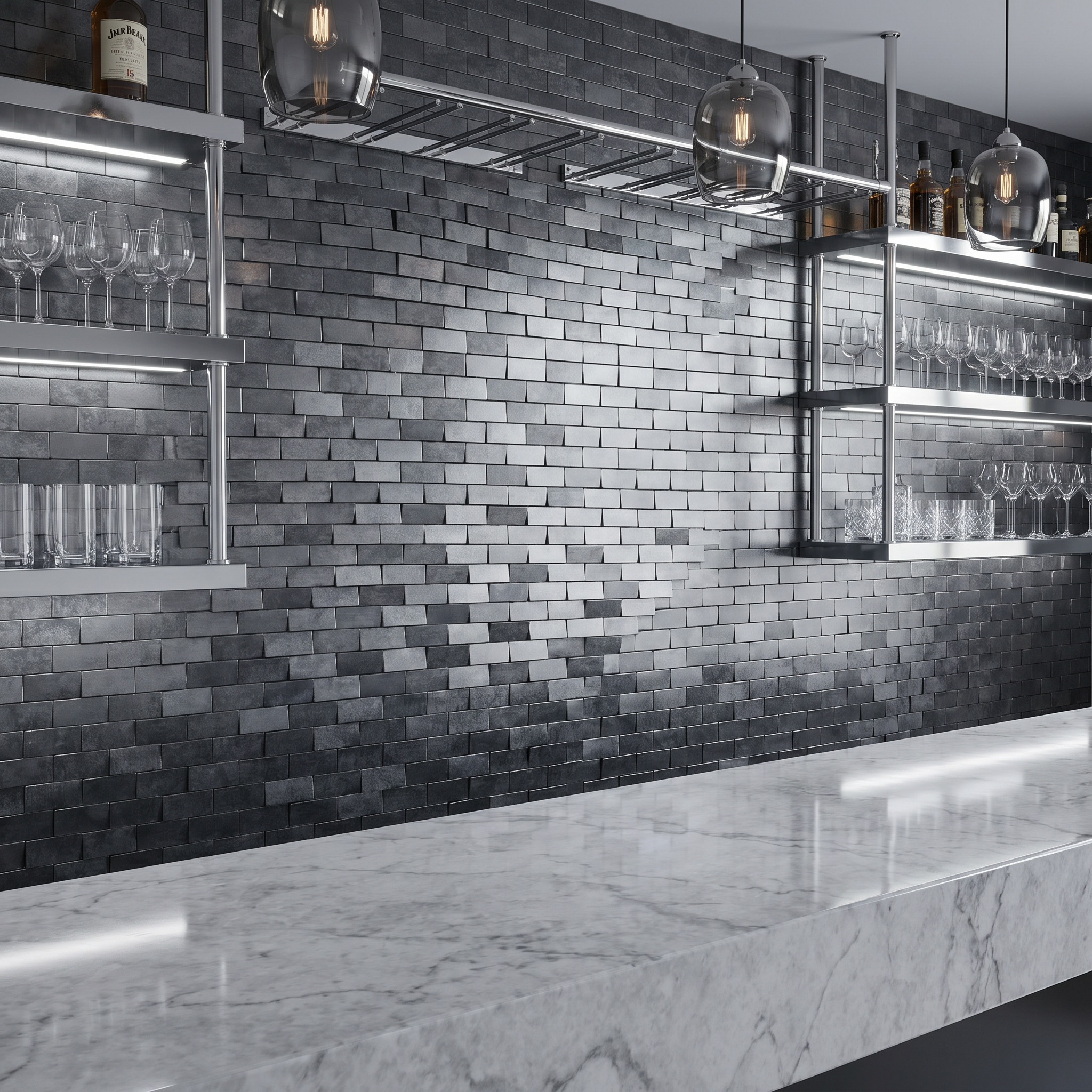 Peel and Stick Backsplash | Brick 3D Graphite | 11.73×11.81"