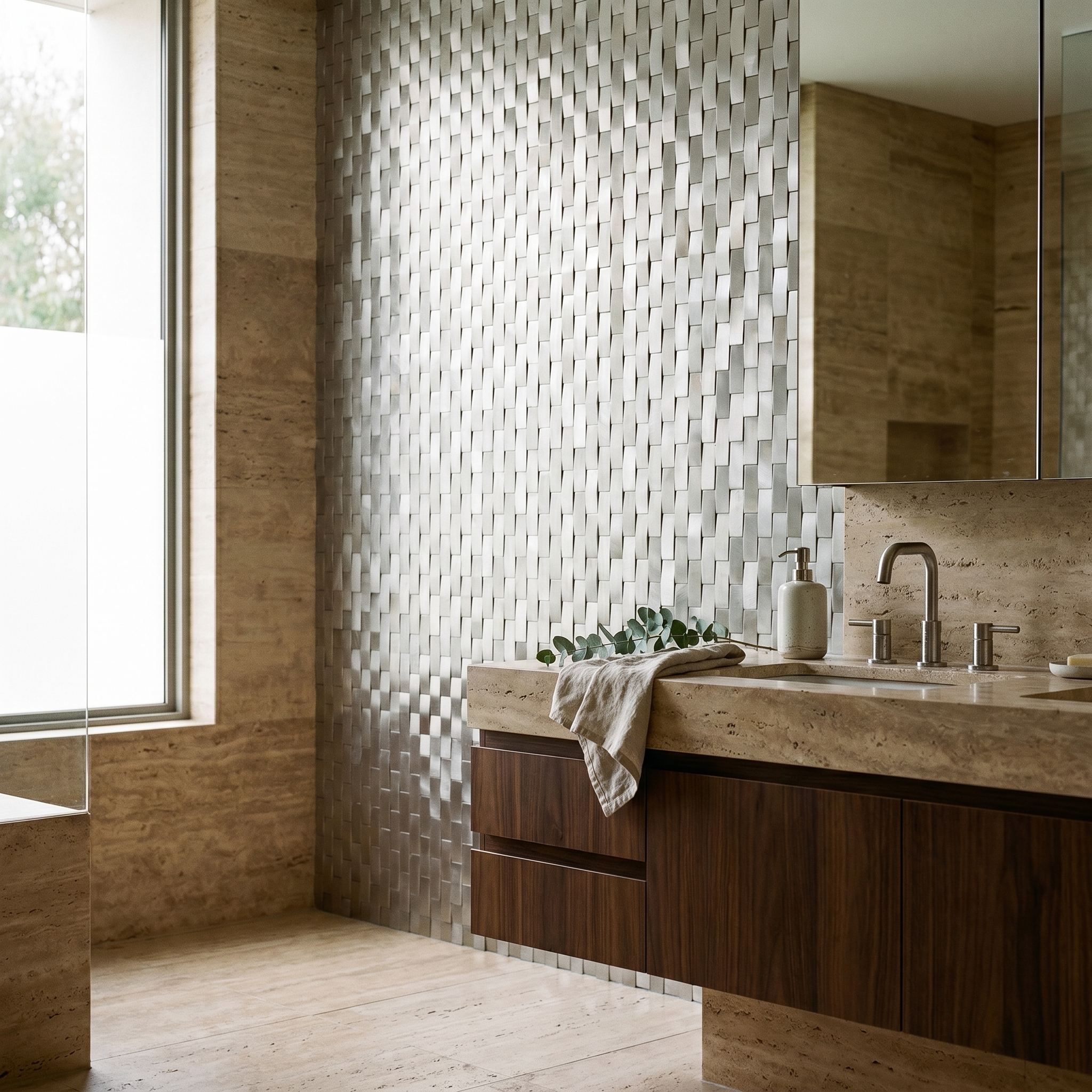 Peel and Stick Backsplash | Brick 3D Silver | 11.73×11.81"