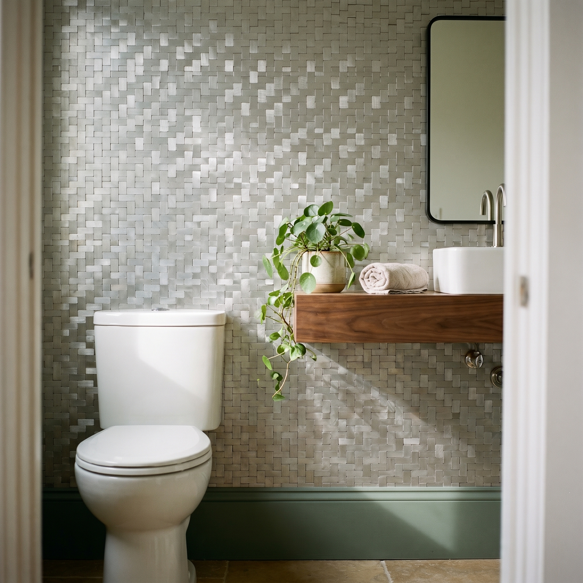 Peel and Stick Backsplash | Brick 3D Silver | 11.73×11.81"