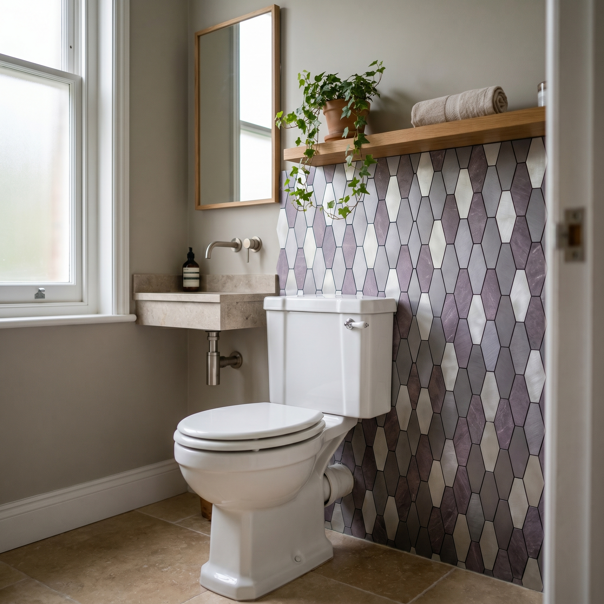 Peel and Stick Backsplash | Picket Purple | 11.81×11.81"