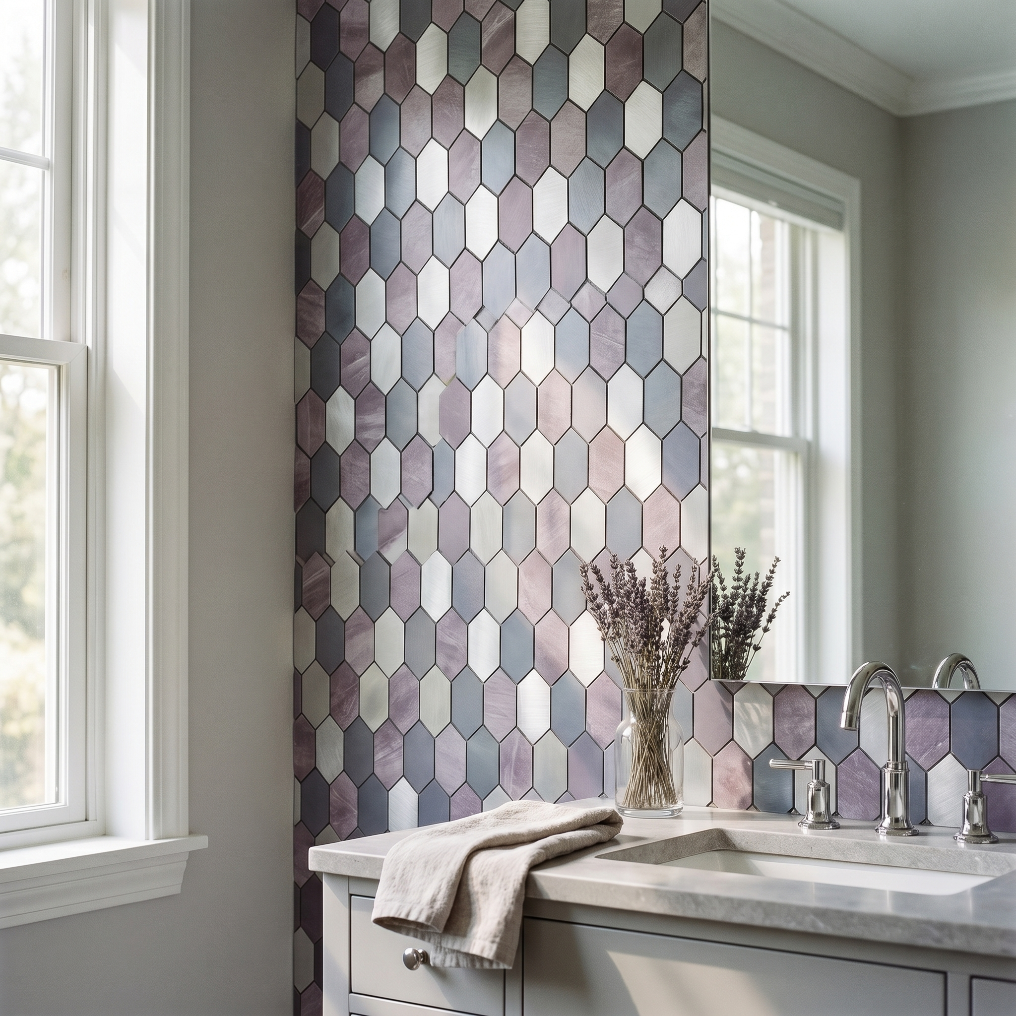 Peel and Stick Backsplash | Picket Mauve | 11.81×11.81"