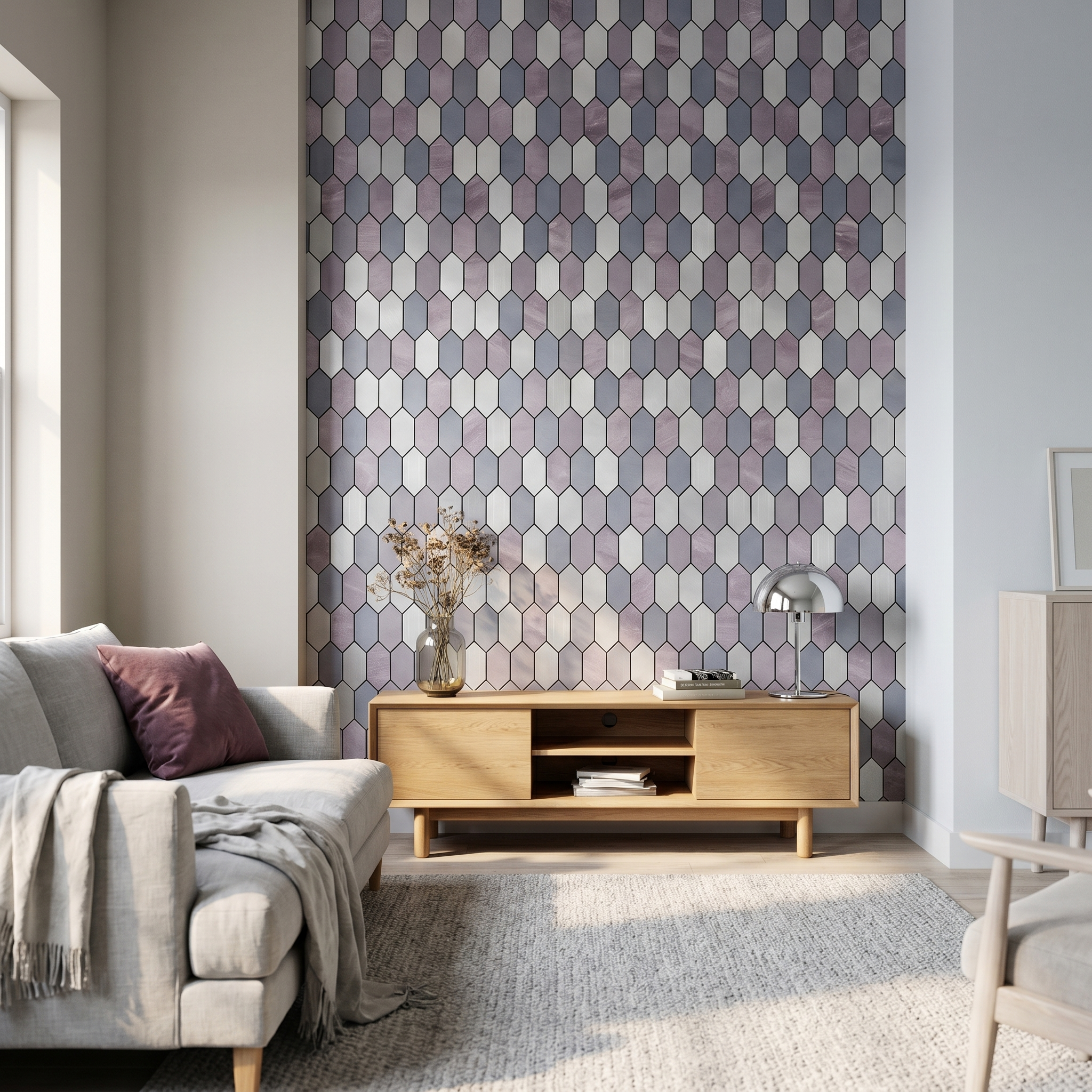 Peel and Stick Backsplash | Picket Mauve | 11.81×11.81"