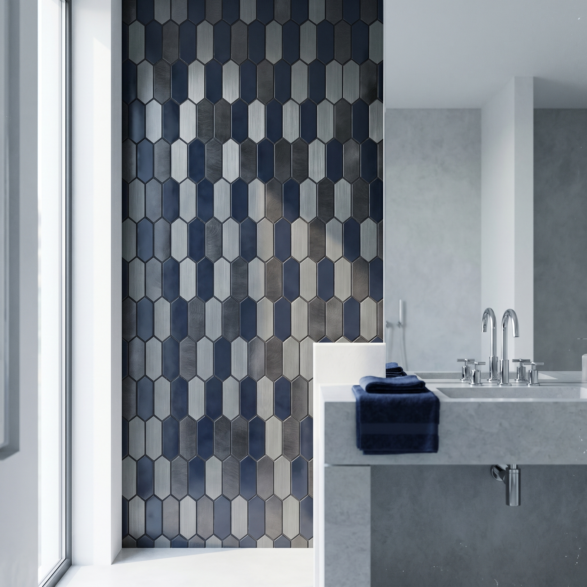 Peel and Stick Backsplash | Picket Blue | 11.1×10.75"