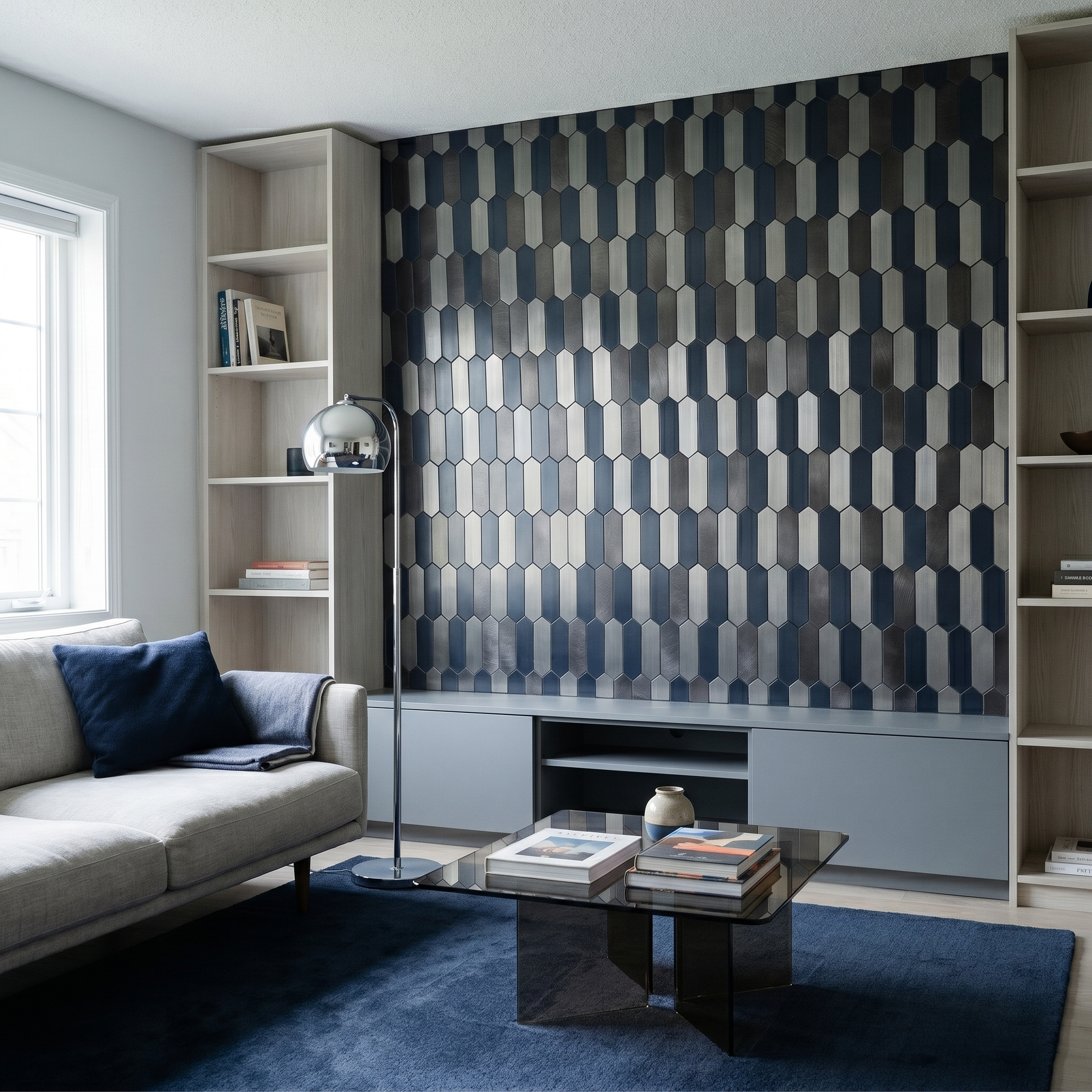 Peel and Stick Backsplash | Picket Blue | 11.1×10.75"