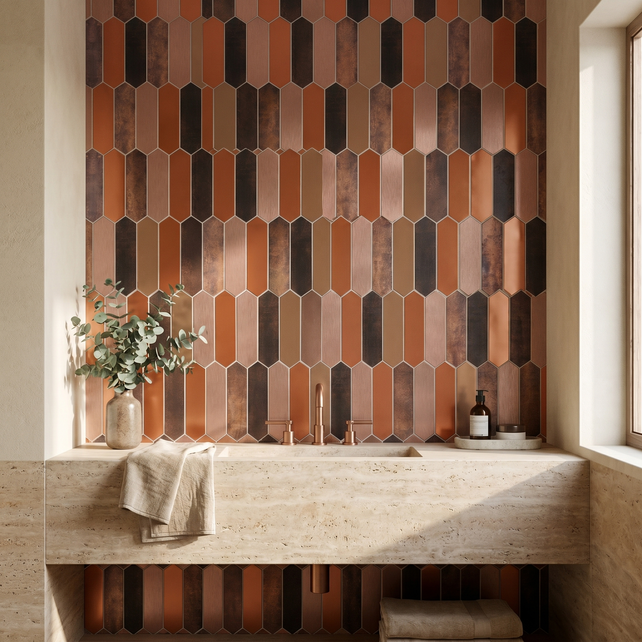Peel and Stick Backsplash | Picket Brown | 11.1×10.75"