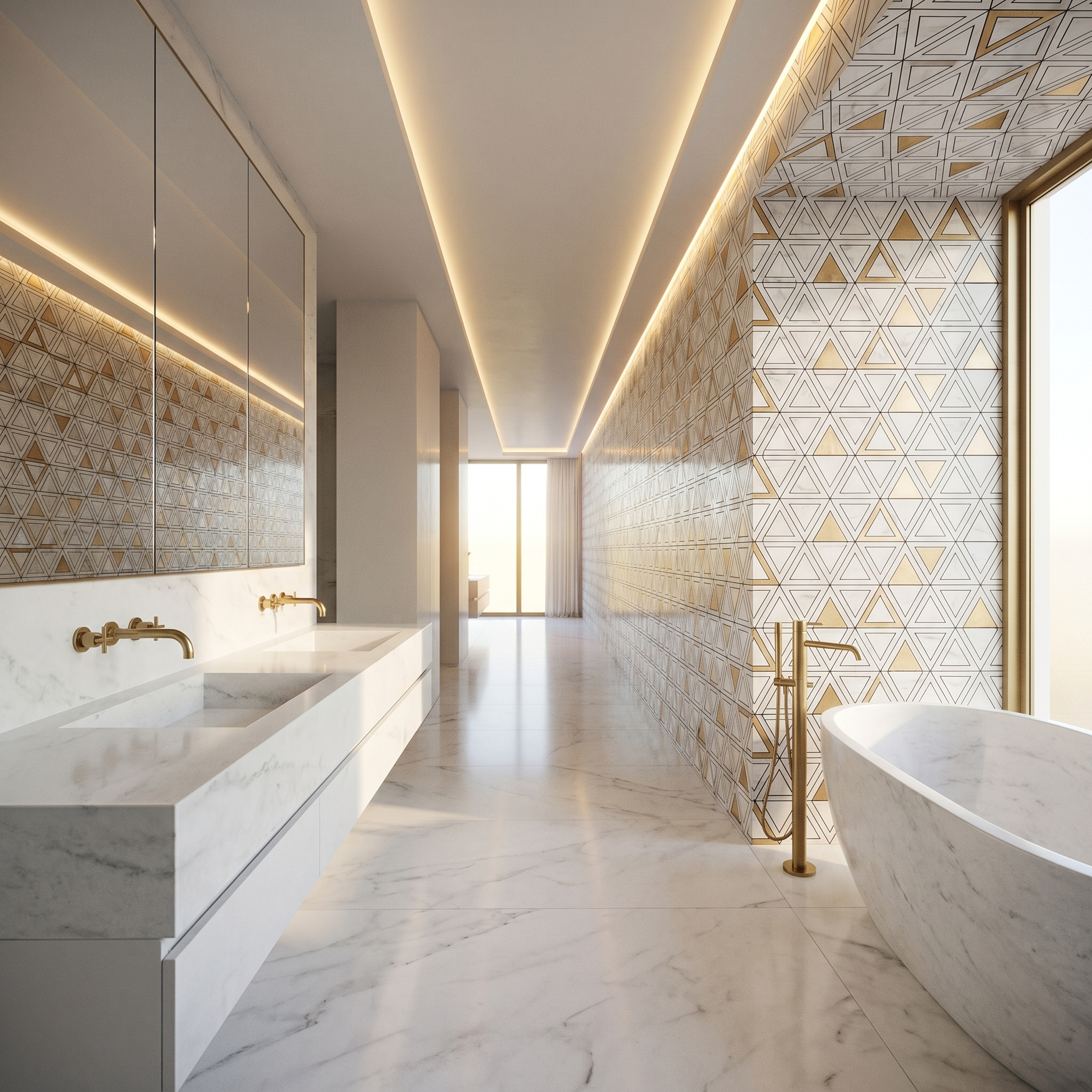 Peel and Stick Backsplash | Triangle Gold | 11.3×13.03"