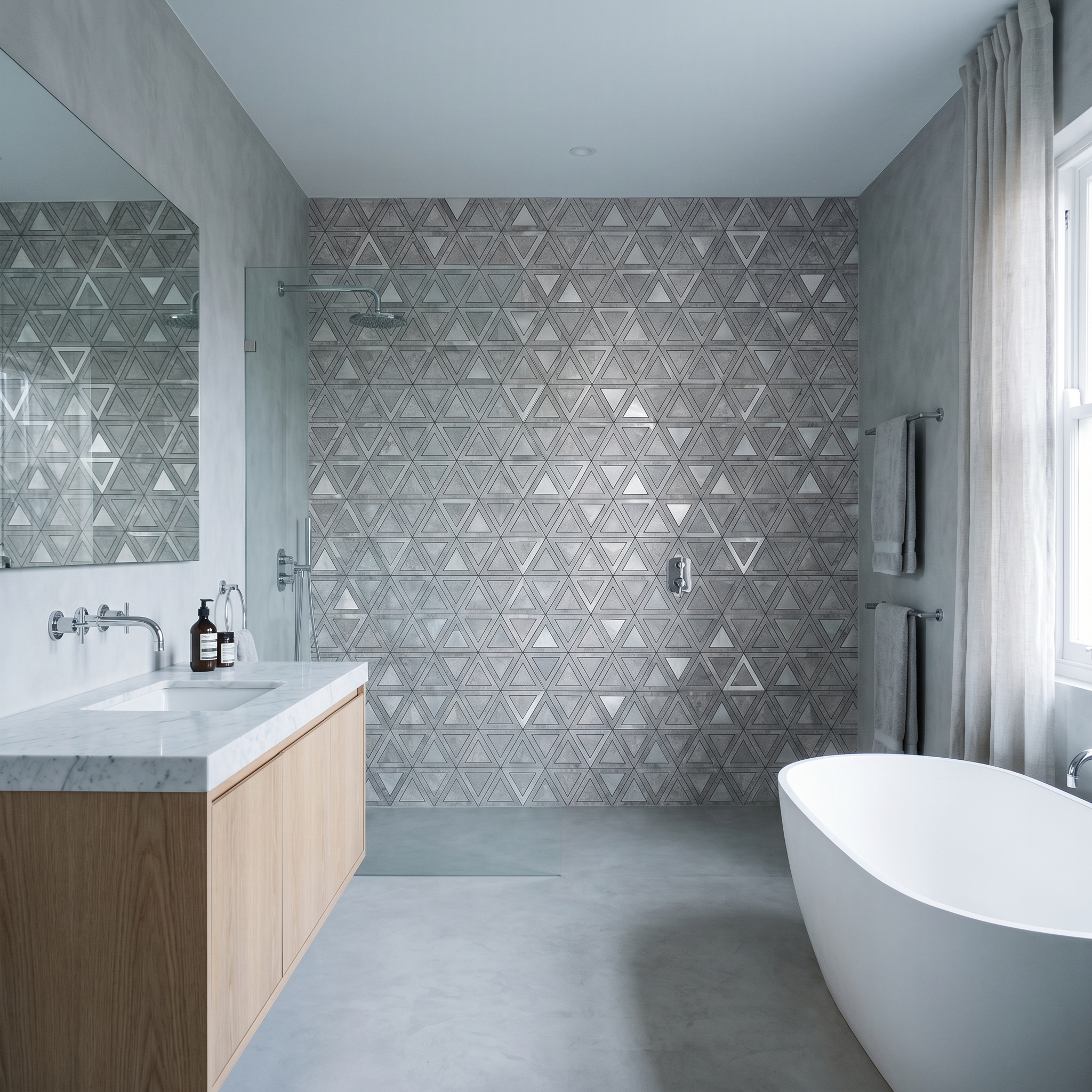 Peel and Stick Backsplash | Triangle Gray Silver | 11.3×13.03"