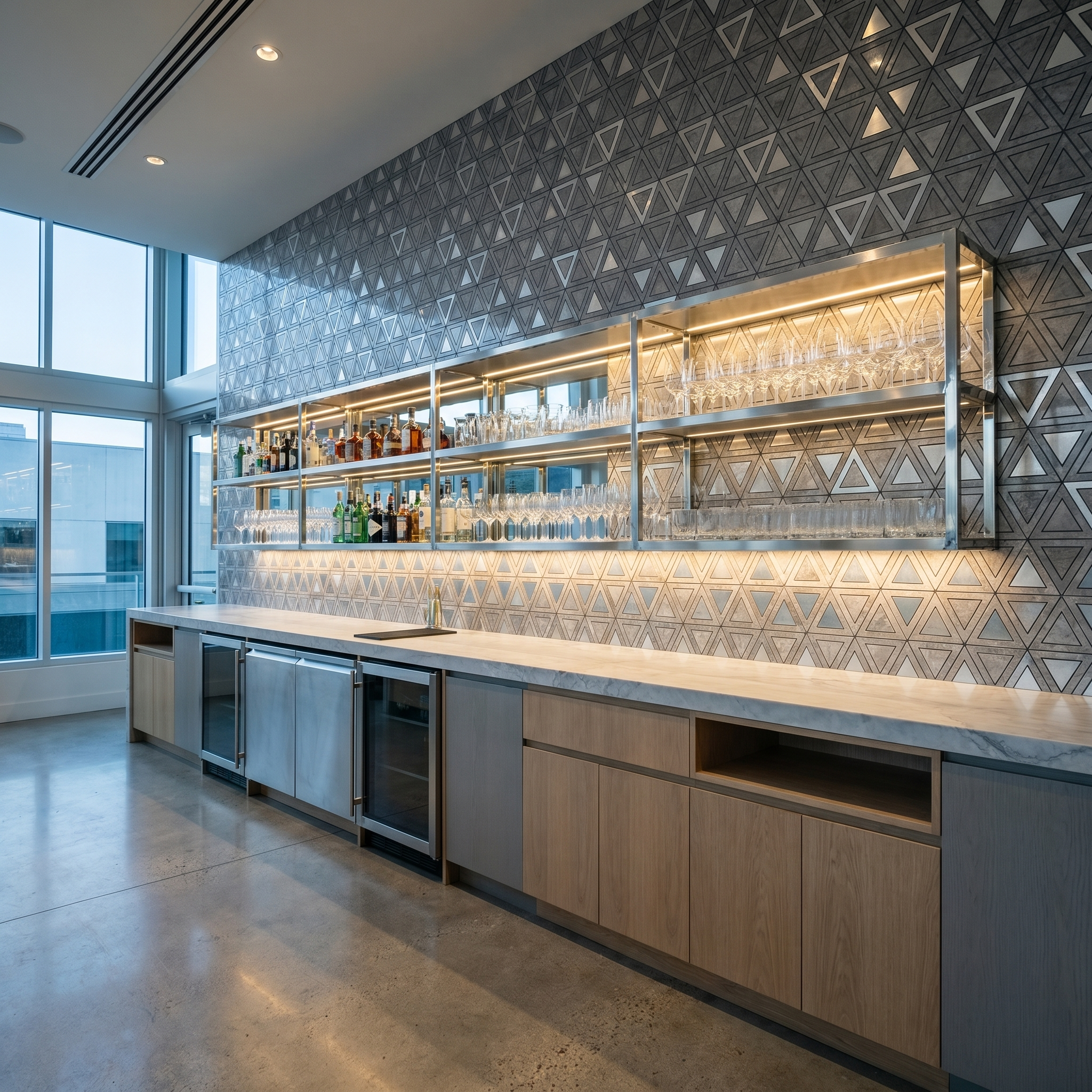 Peel and Stick Backsplash | Triangle Gray Silver | 11.3×13.03"