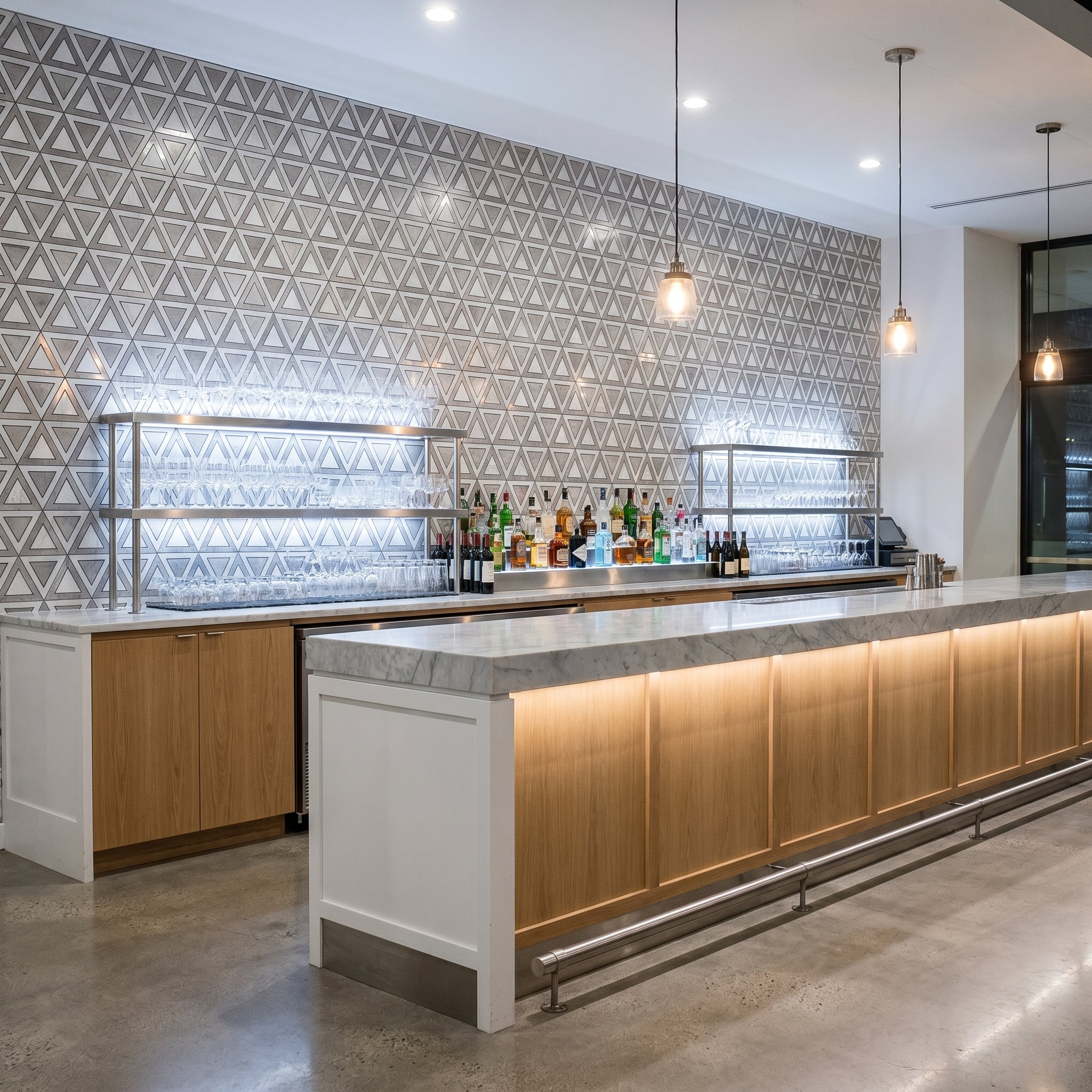 Peel and Stick Backsplash | Triangle Gray White-Silver | 11.3×13.03"