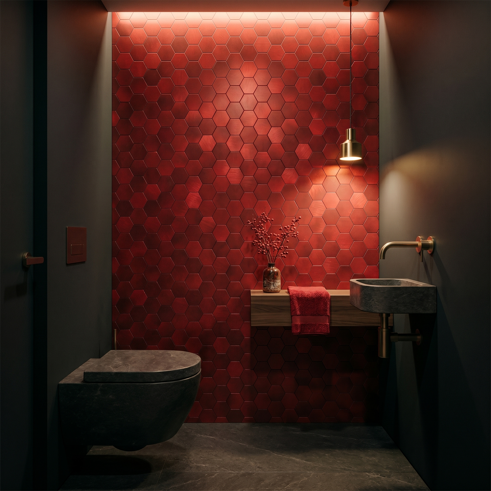 Peel and Stick Backsplash | Hexagon Red | 11.5×11.34"