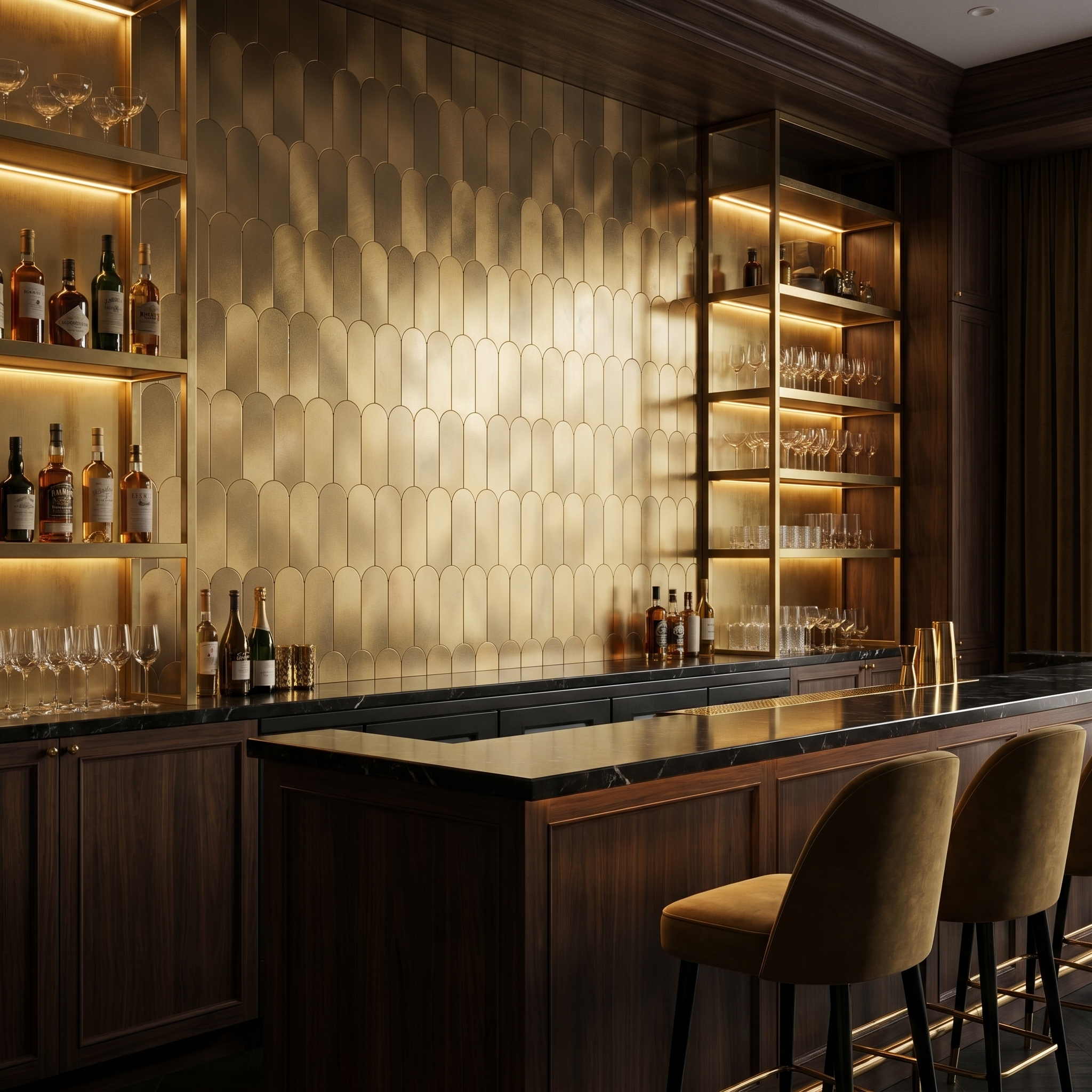 Peel and Stick Backsplash | Arch Gold | 11.73×11.34"