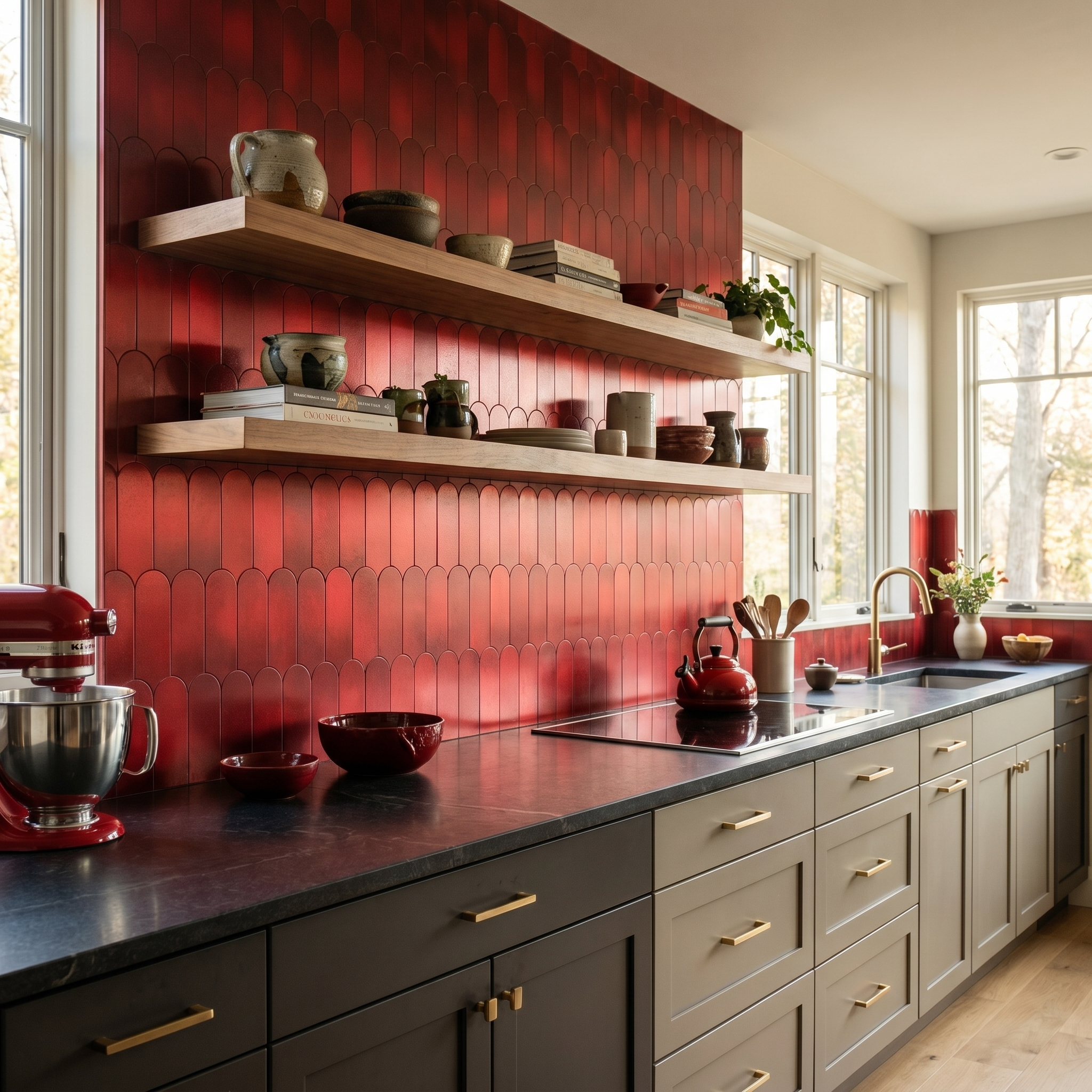Peel and Stick Backsplash | Arch Red | 11.73×11.34"
