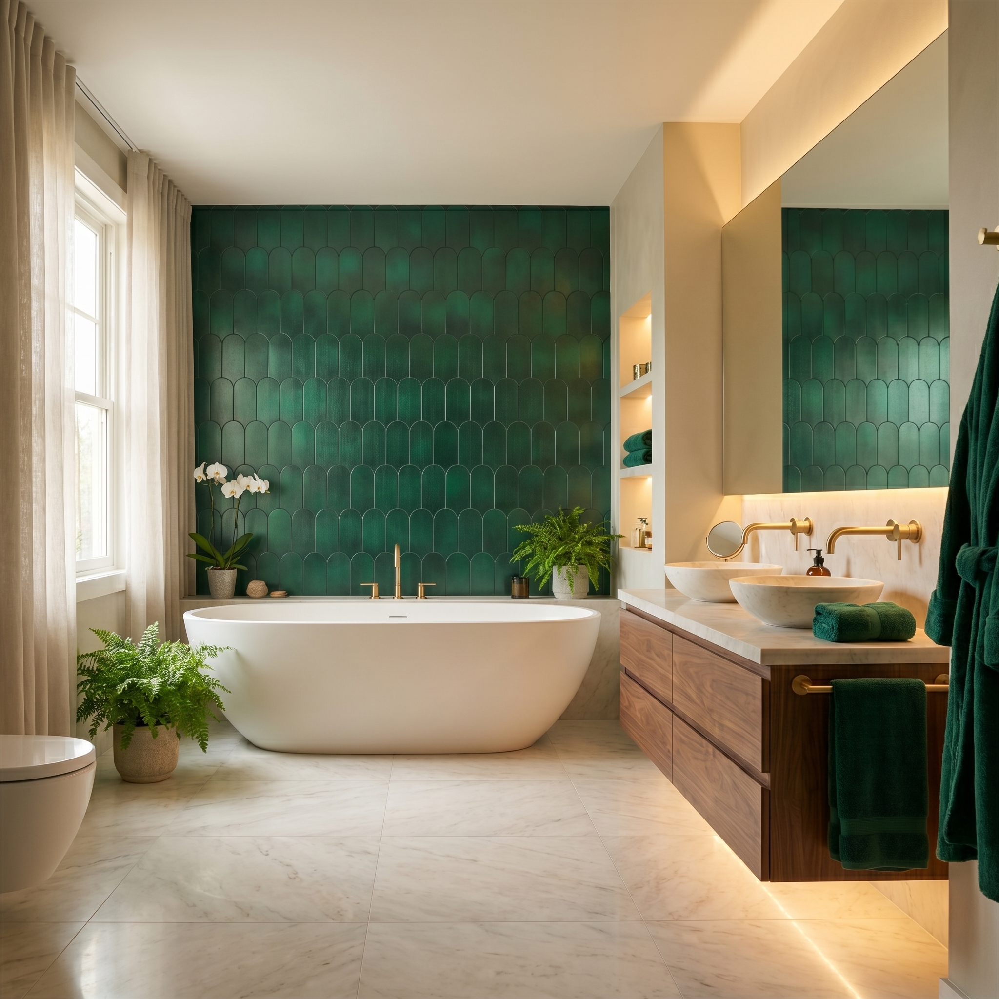 Peel and Stick Backsplash | Arch Dark Green | 11.73×11.34"