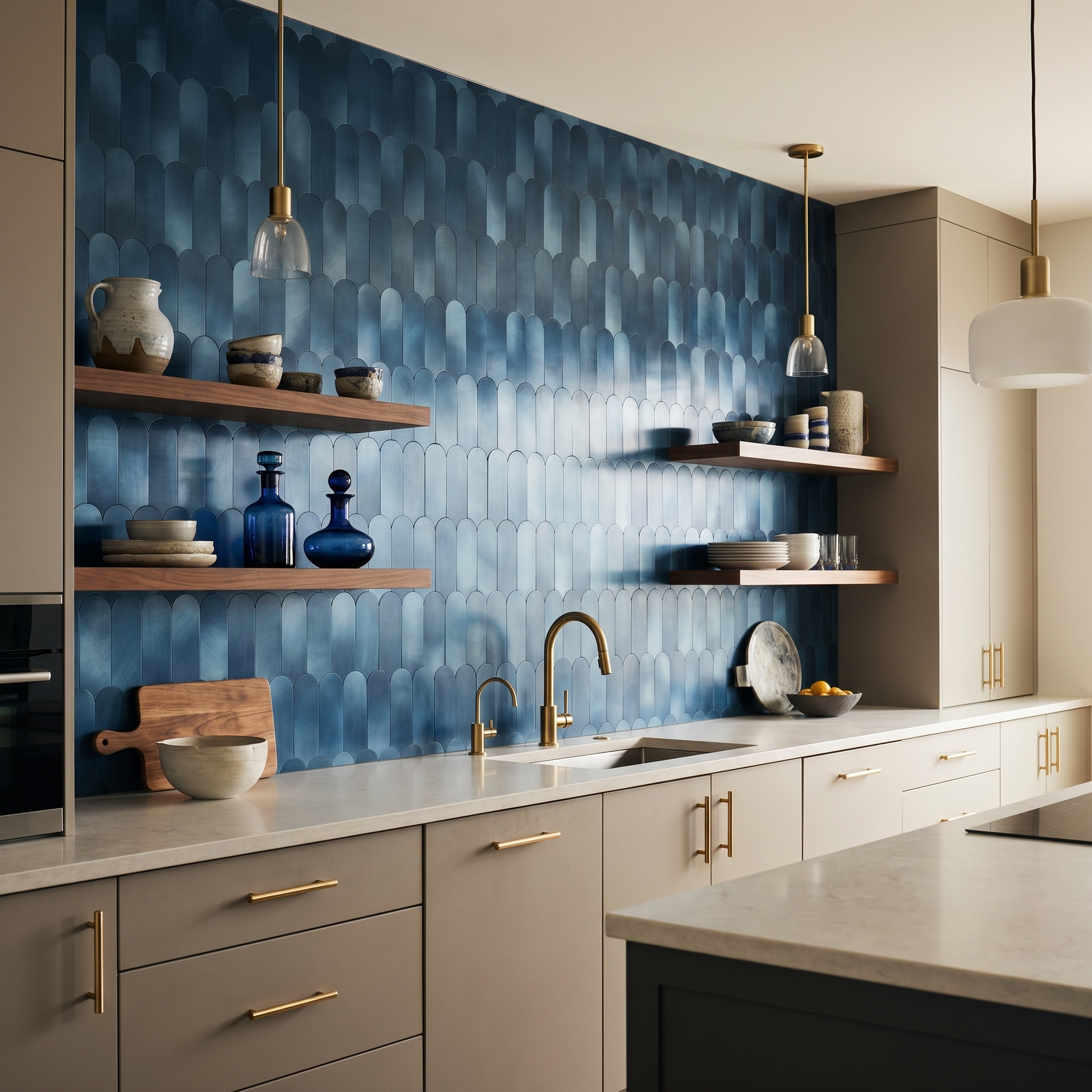 Peel and Stick Backsplash | Arch Blue | 11.73×11.34"