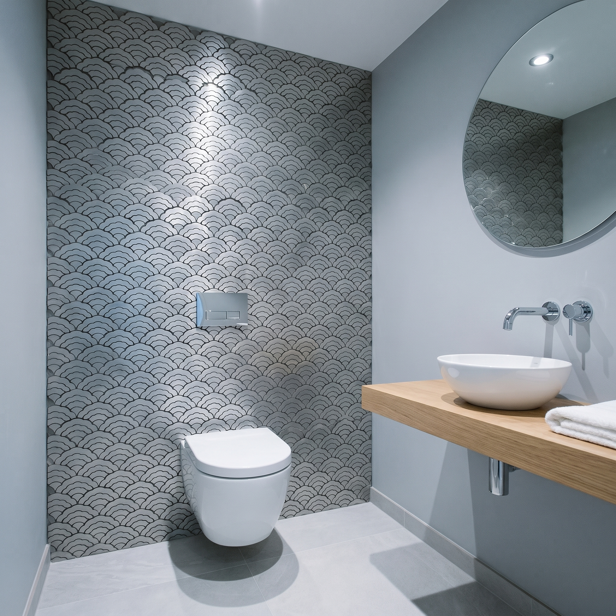 Peel and Stick Backsplash | Fan Silver | 10.55×11.06"