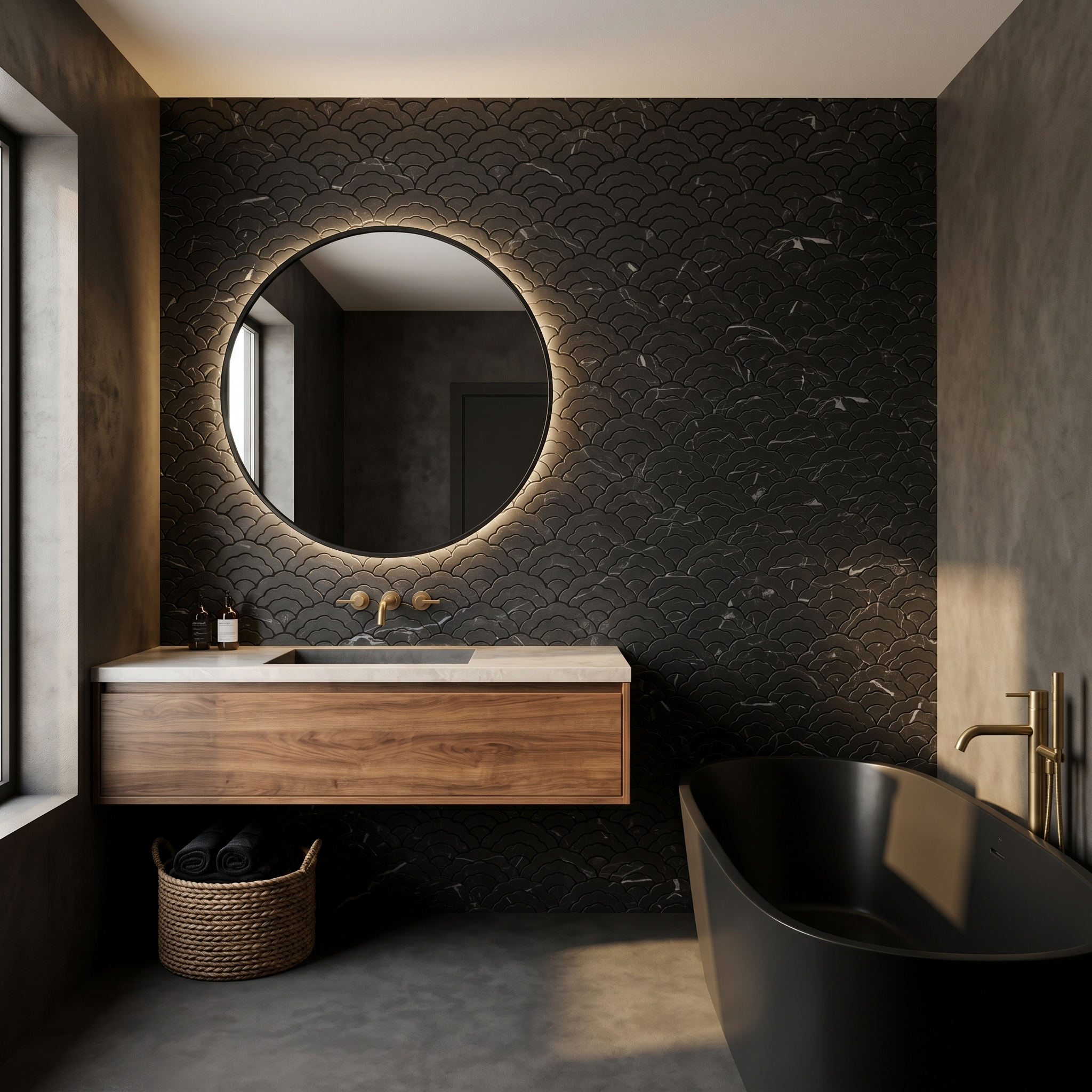 Peel and Stick Backsplash | Fan Black | 10.55×11.06"
