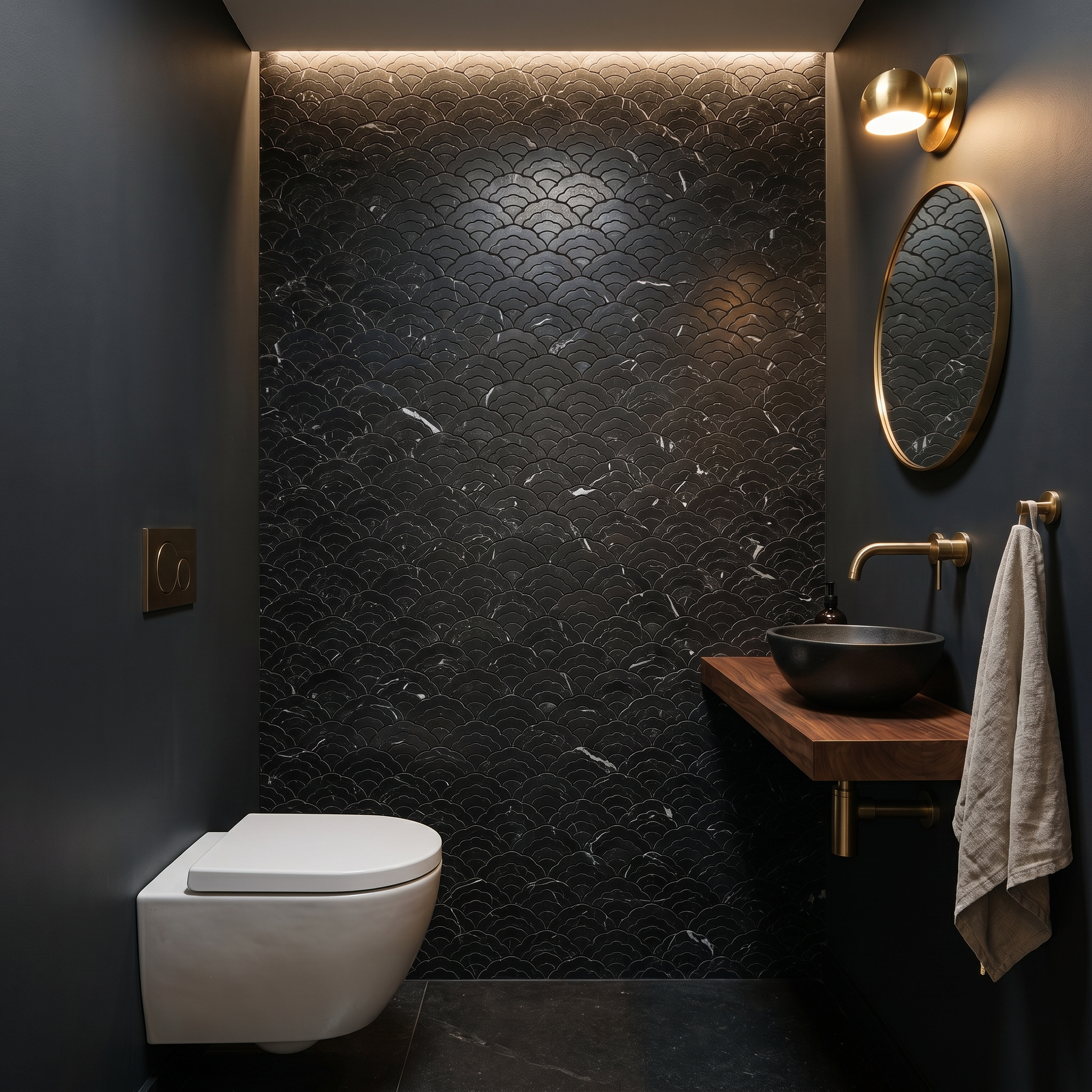 Peel and Stick Backsplash | Fan Black | 10.55×11.06"