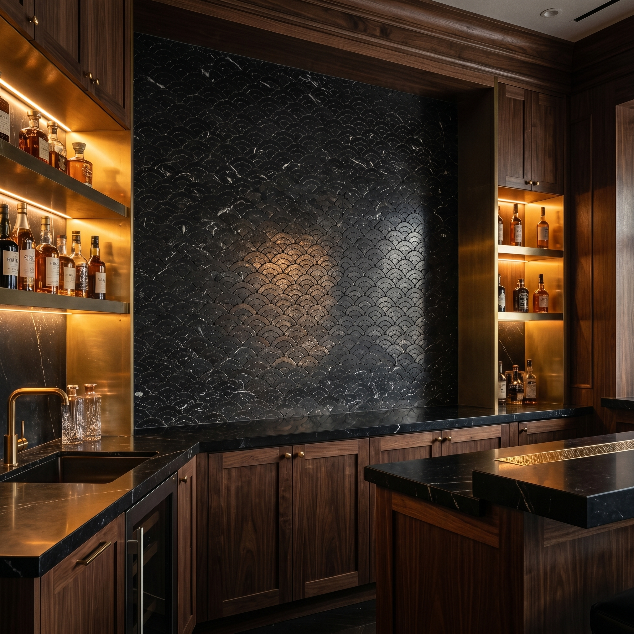 Peel and Stick Backsplash | Fan Black | 10.55×11.06"
