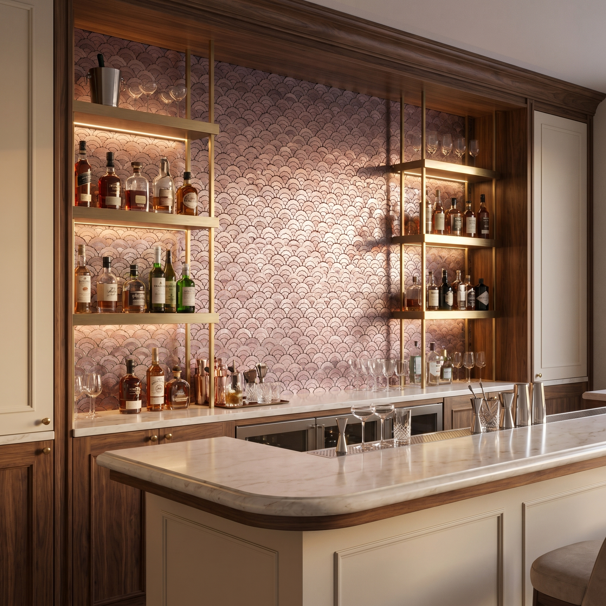 Peel and Stick Backsplash | Fan Mauve | 10.55×11.06"