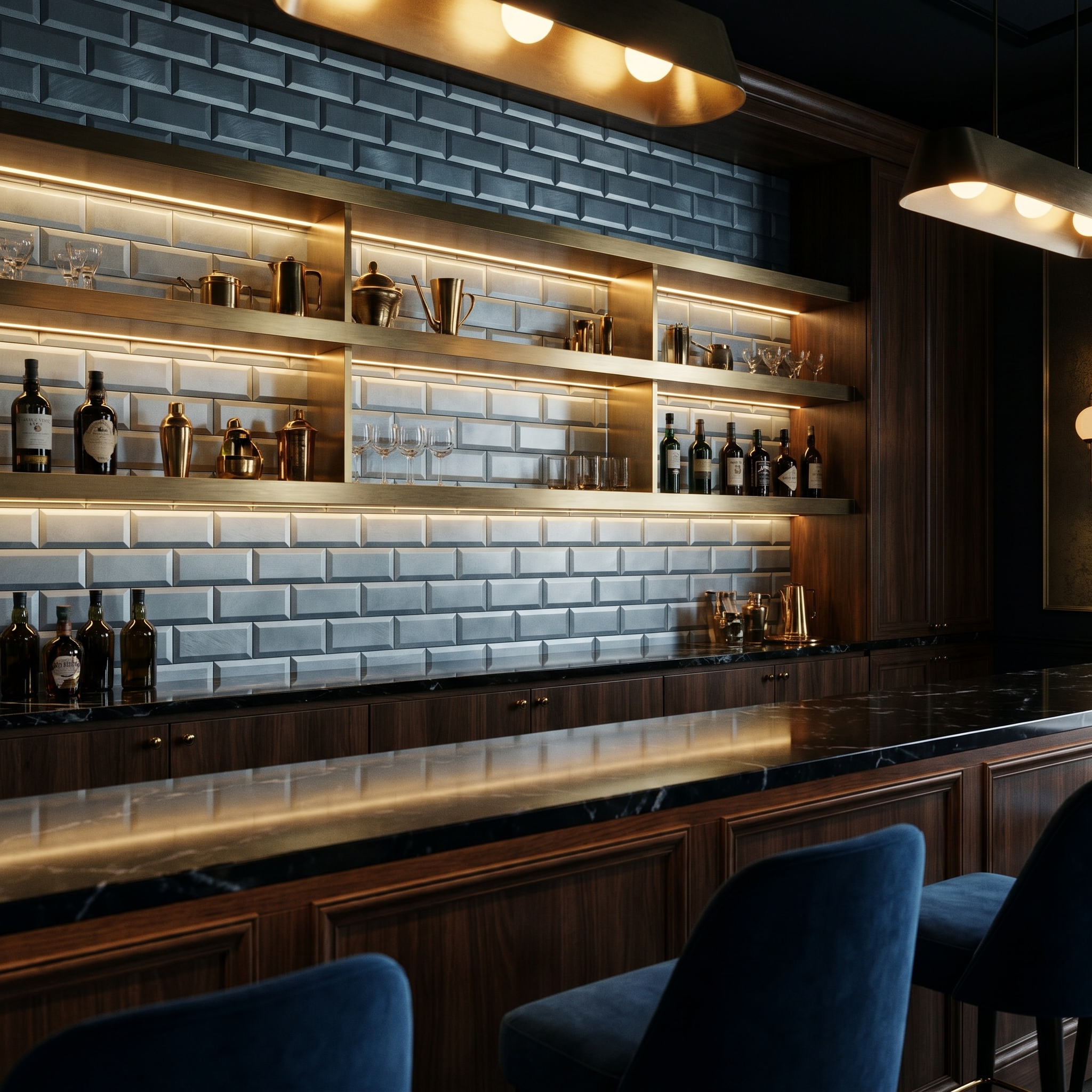 Peel and Stick Backsplash | Subway 3D Blue | 12.01×12.01"