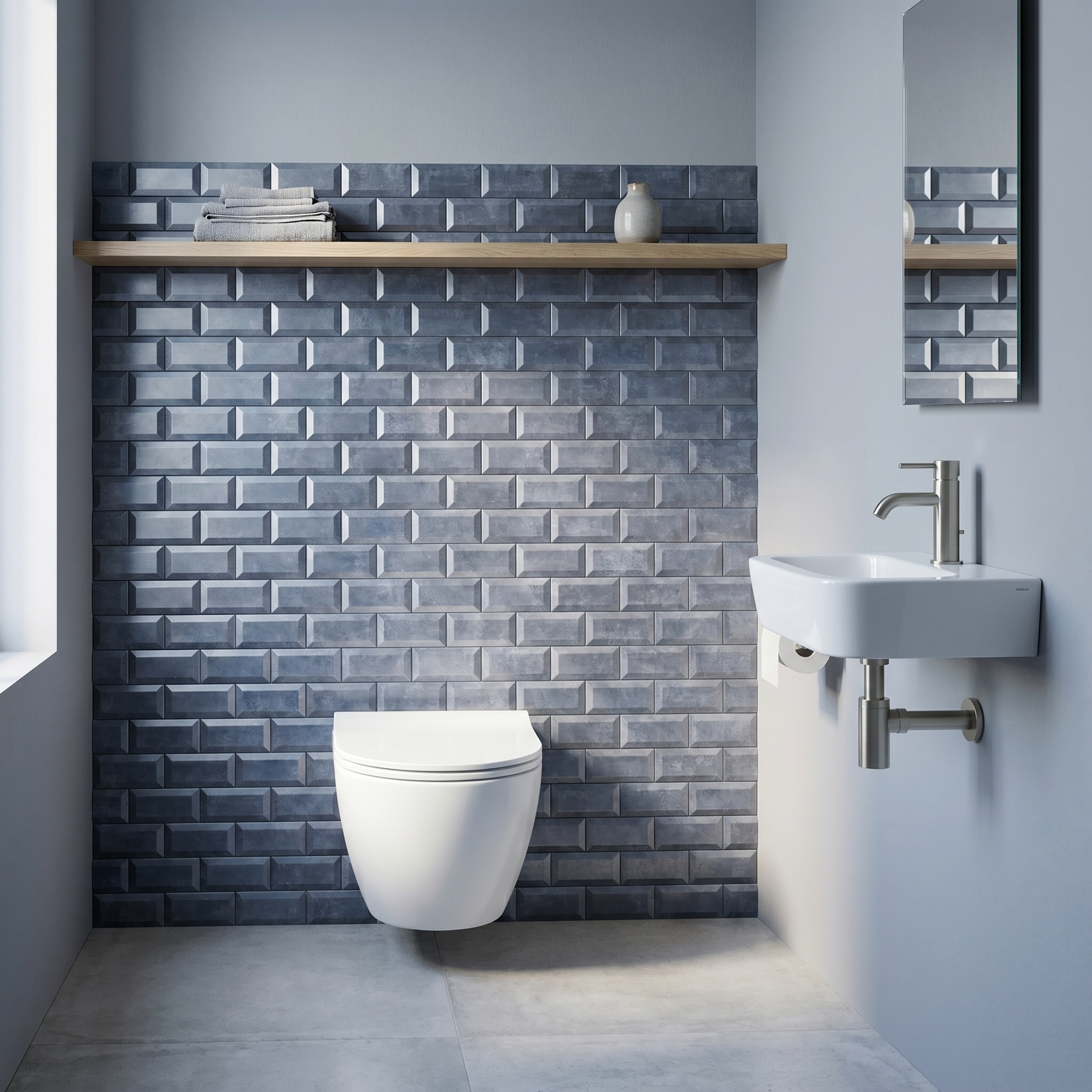Peel and Stick Backsplash | Subway 3D Blue-Gray | 12.01×12.01"