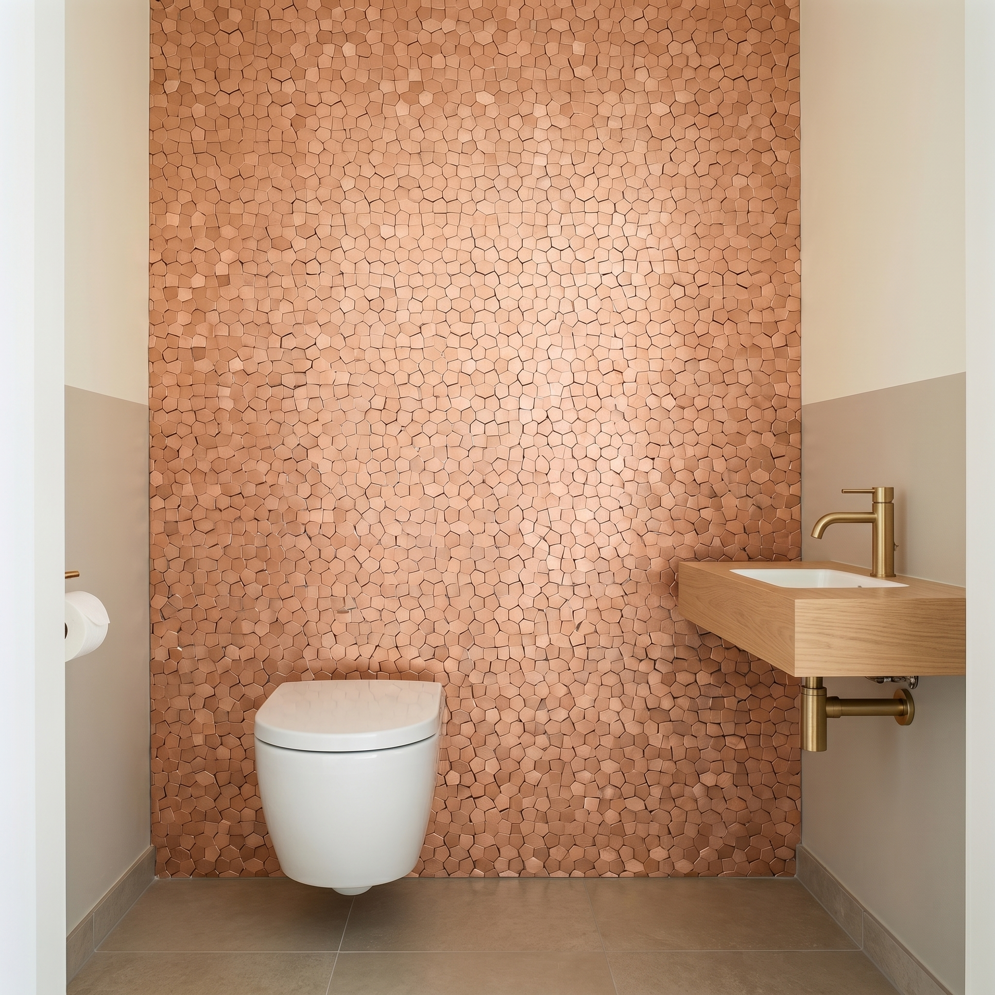 Peel and Stick Backsplash | Pentagon 3D Salmon | 11.1×11.1"
