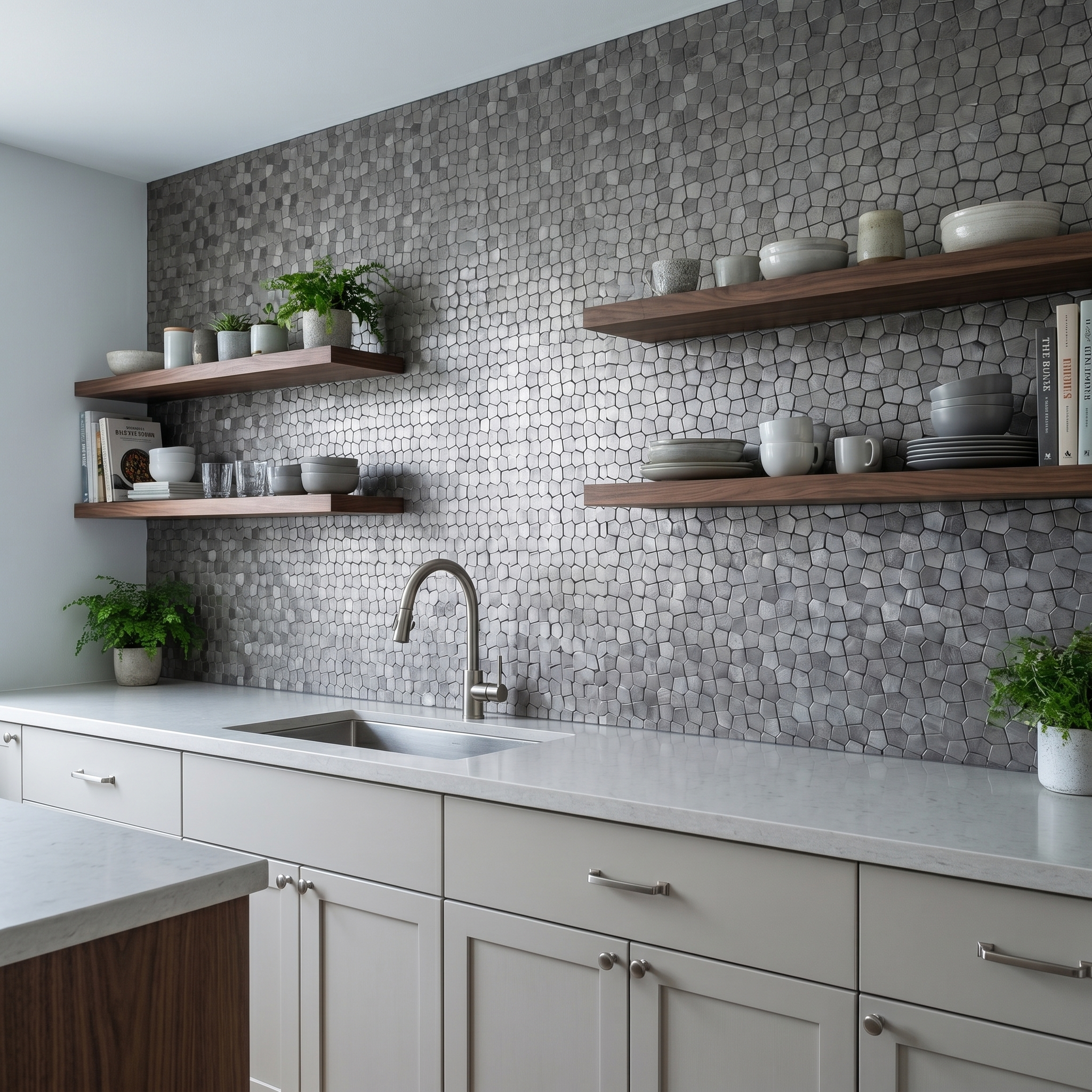 Peel and Stick Backsplash | Pentagon 3D Gray | 11.1×11.1"