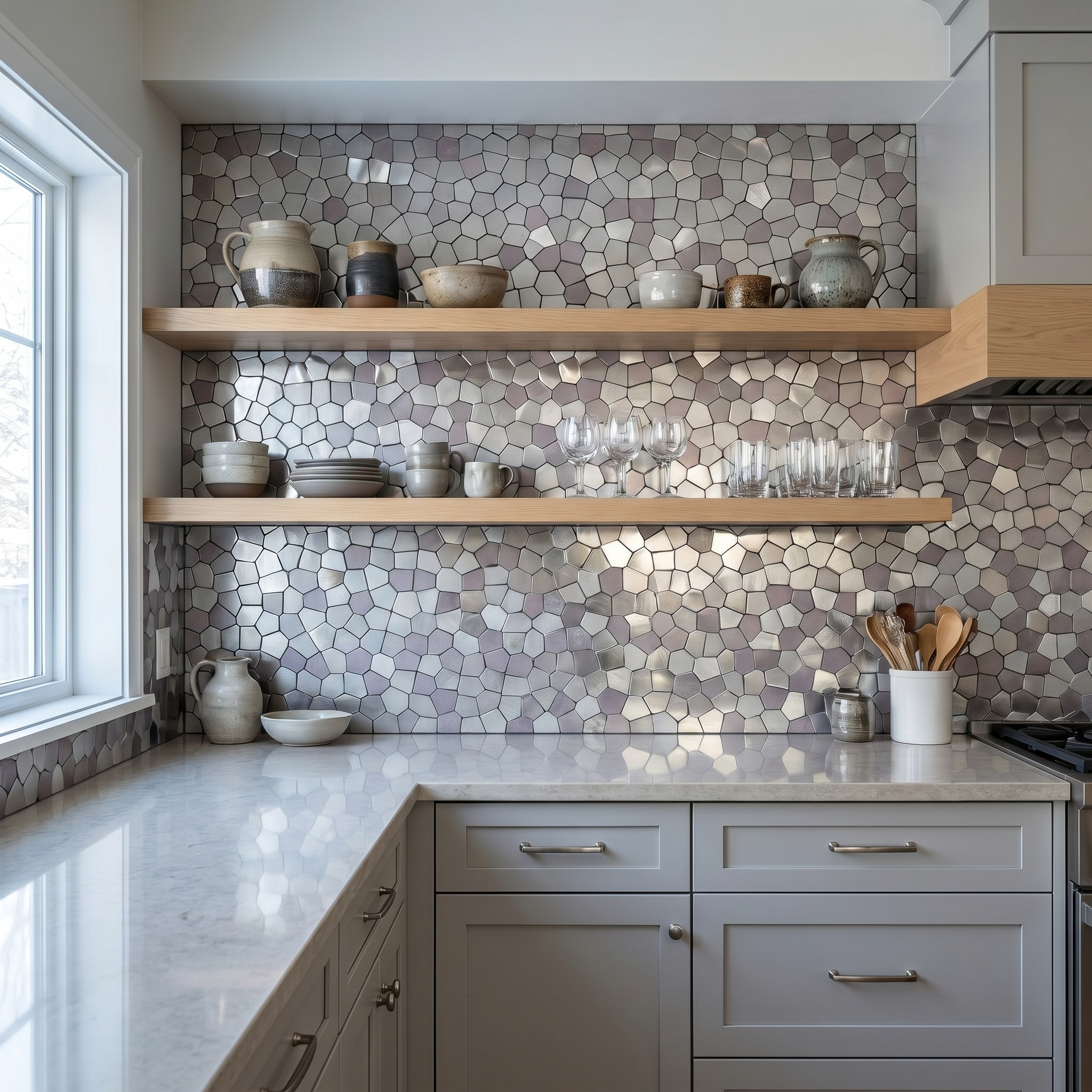 Peel and Stick Backsplash | Polygon Gray | 11.81×10.31"
