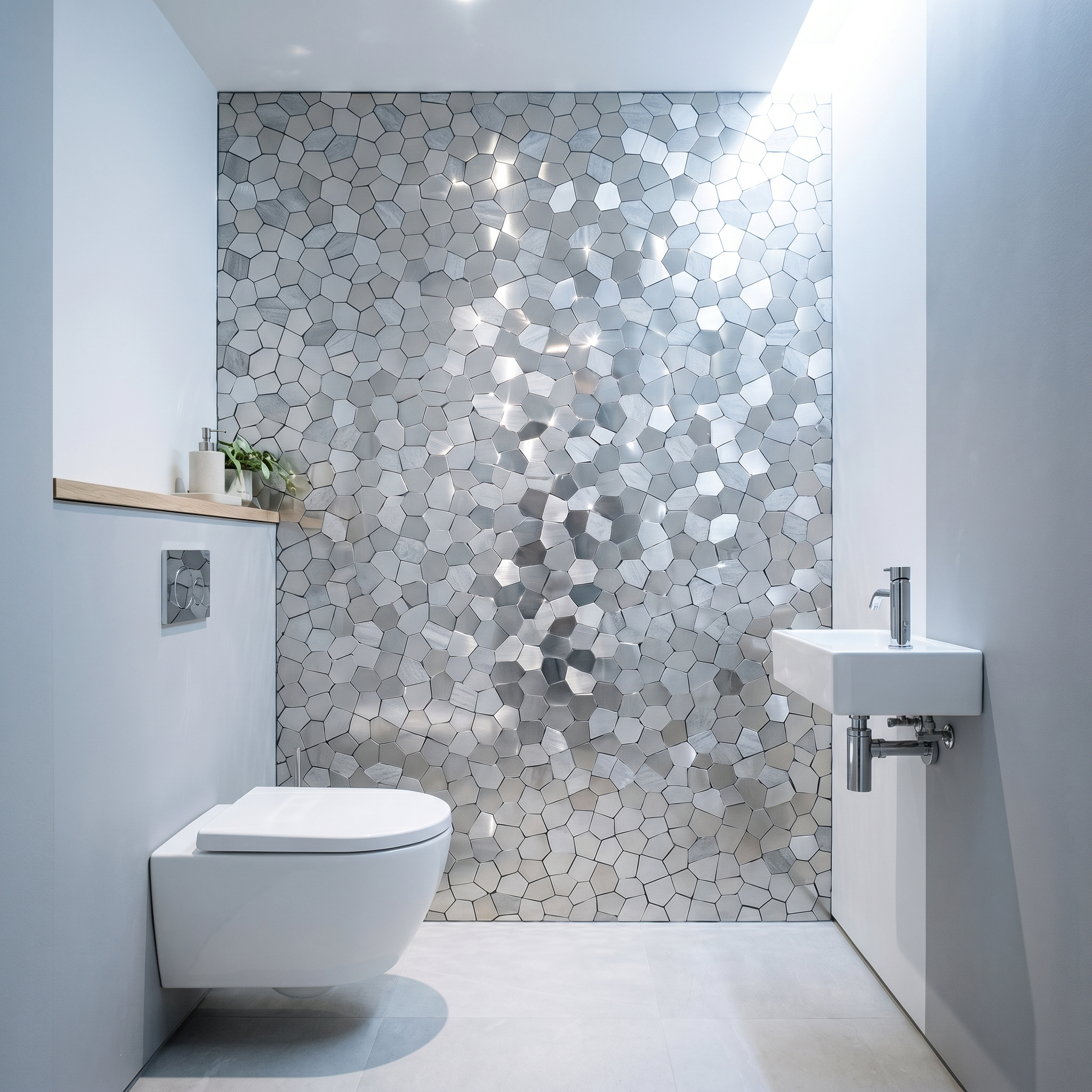 Peel and Stick Backsplash | Polygon Silver | 11.81×10.31"