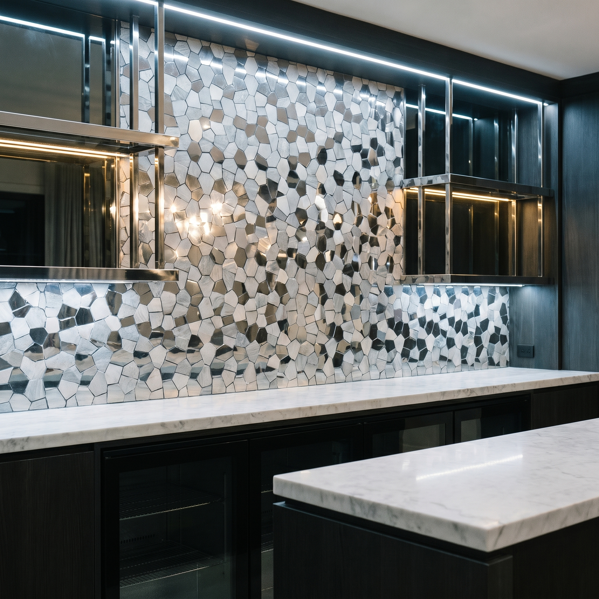 Peel and Stick Backsplash | Polygon Silver | 11.81×10.31"