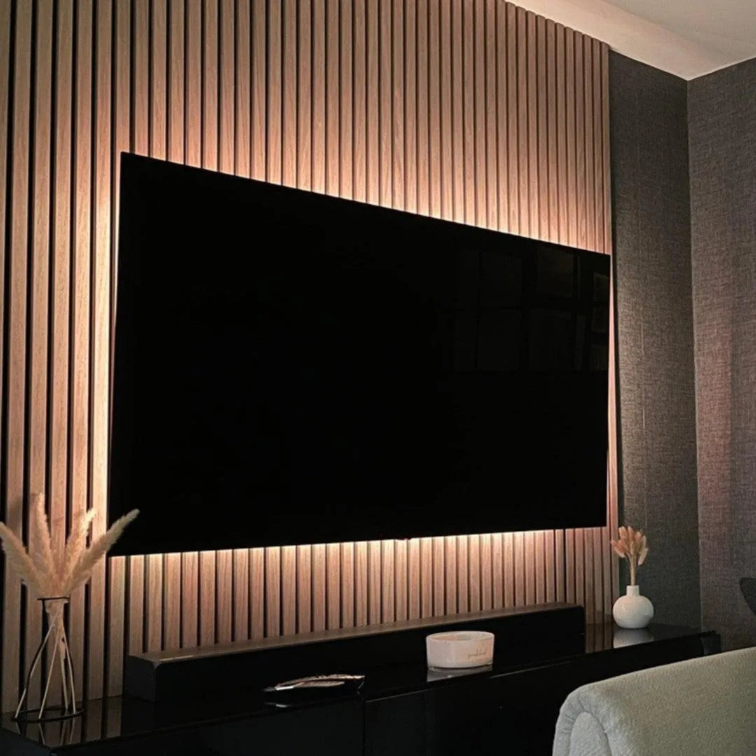 Acoustic Slat Wall Panel | Natural Oak | Premium 3-sided Wood Veneer