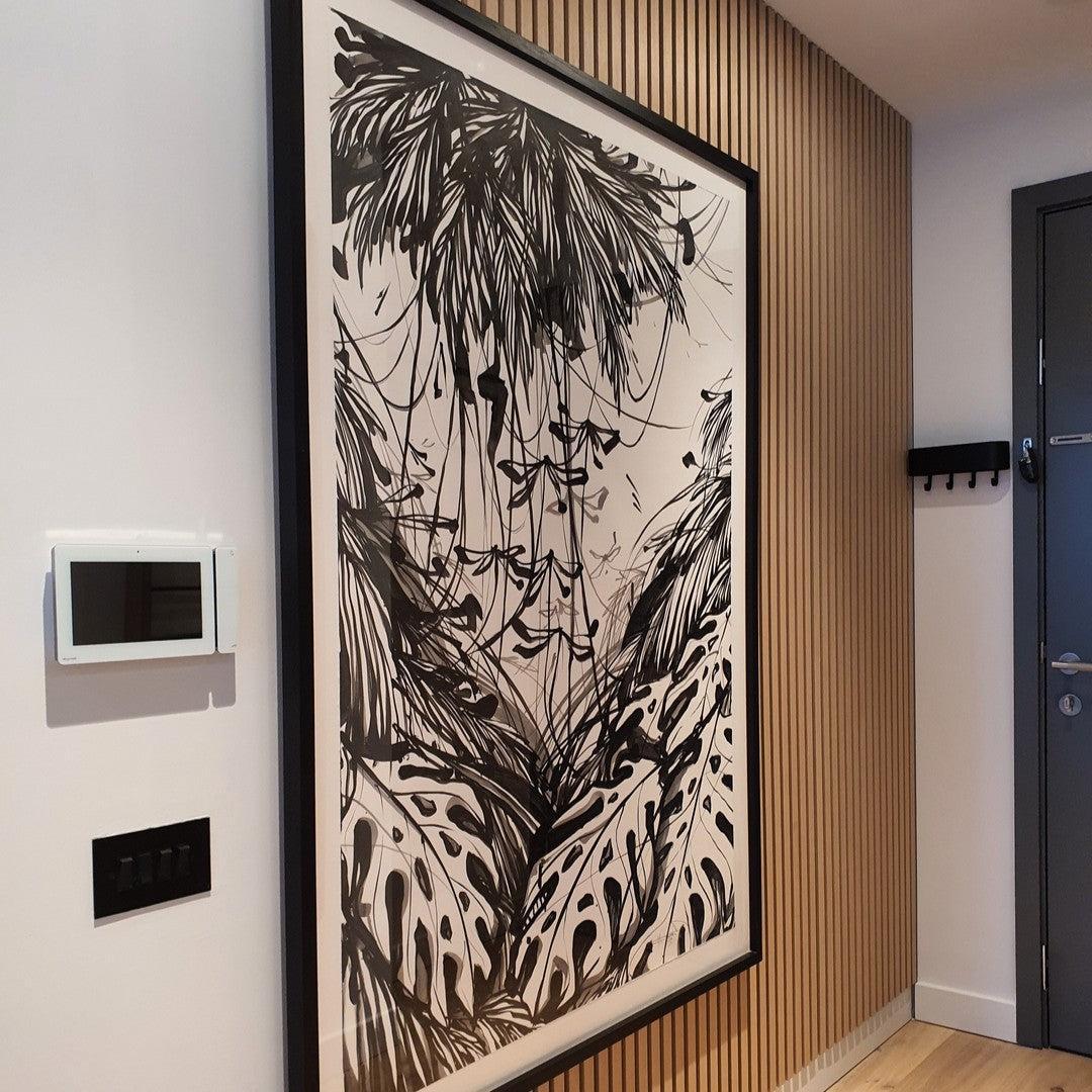 Acoustic Slat Wall Panel | Natural Oak with Gray Felt | Premium 3-sided Wood Veneer