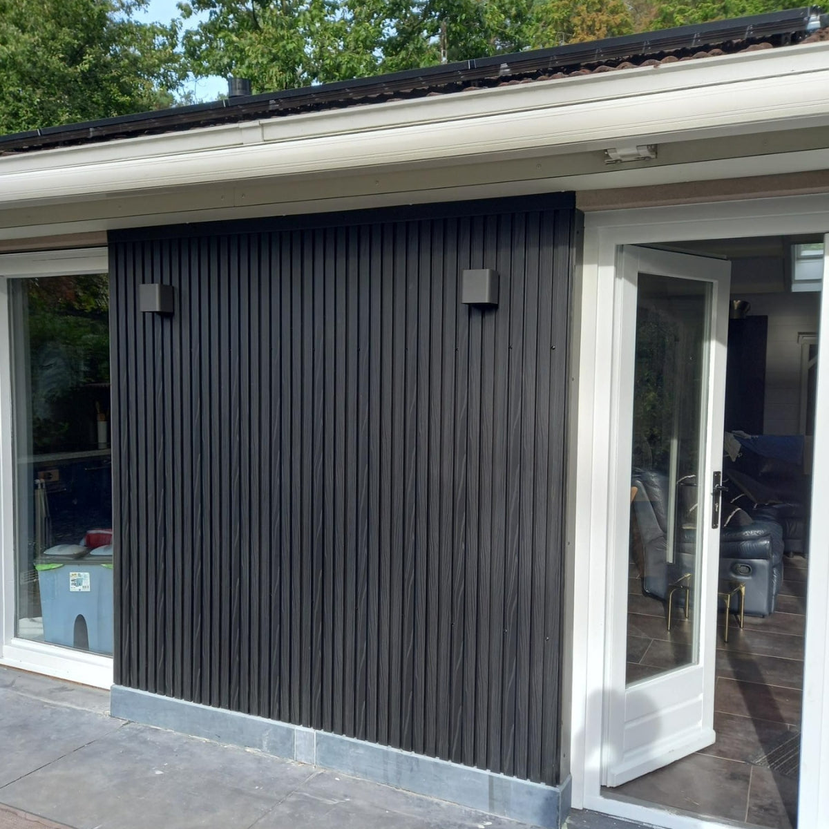 Exterior Wall Panel Black 94.5" | Garden | 3D Wood Grain