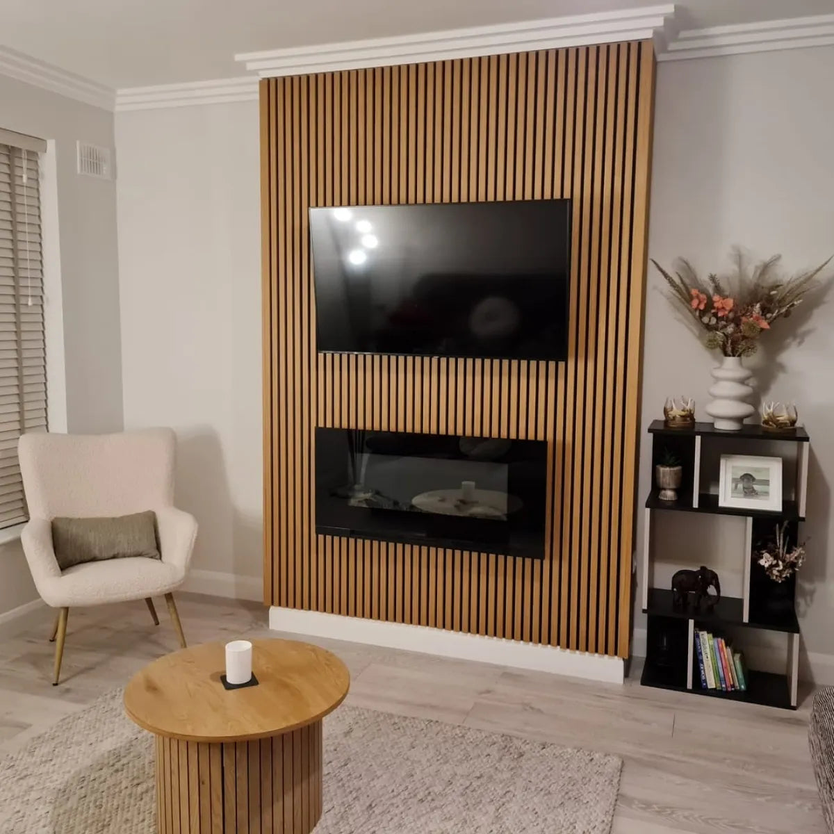 Acoustic Slat Wall Panel | Rustic Oak | Premium 3-sided Wood Veneer