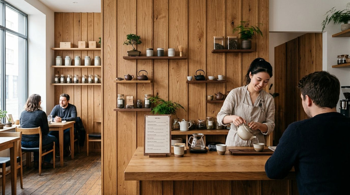 Wood panels for specialty tea shop and tasting room interiors