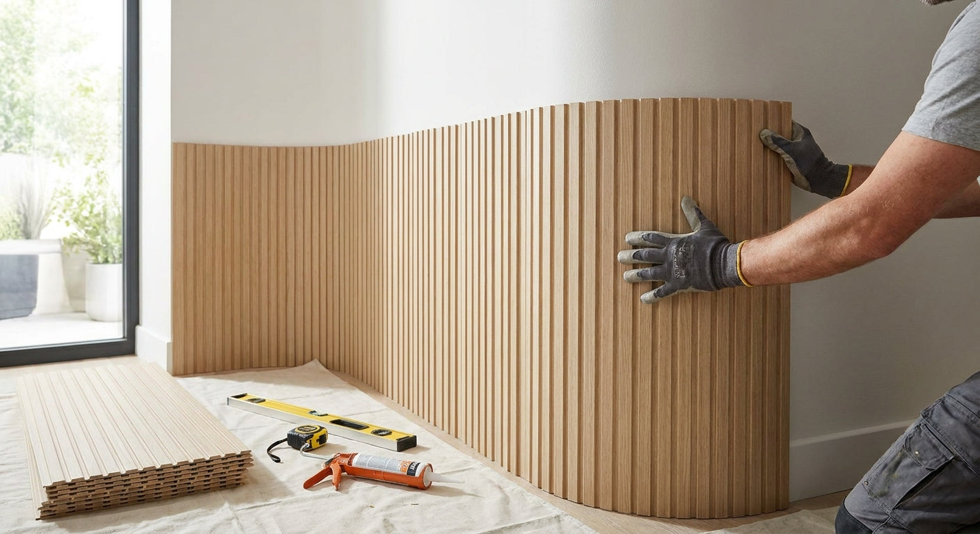 How to bend flexible fluted panels around curved walls