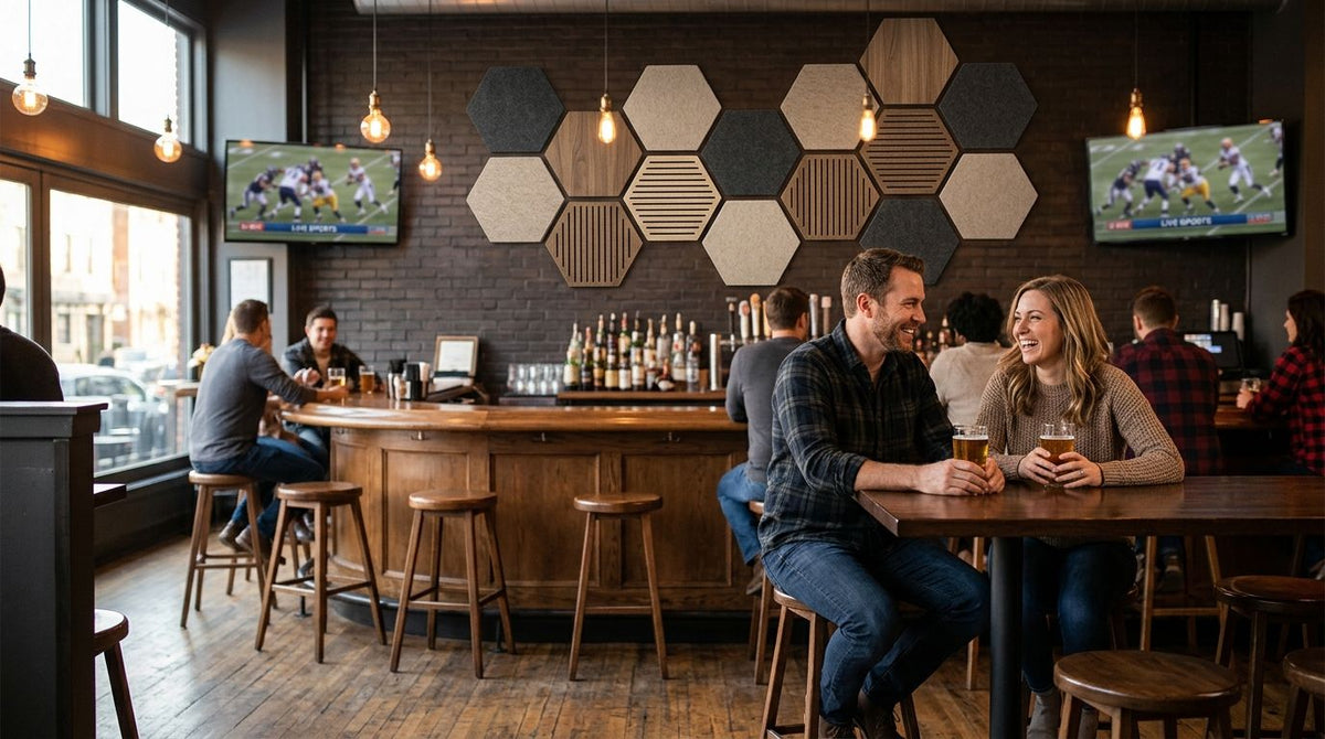 Acoustic panels for sports bar interiors