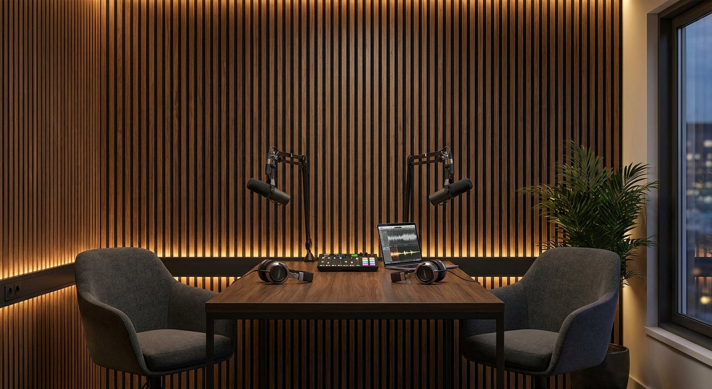 Best acoustic slat panels for podcast studio walls